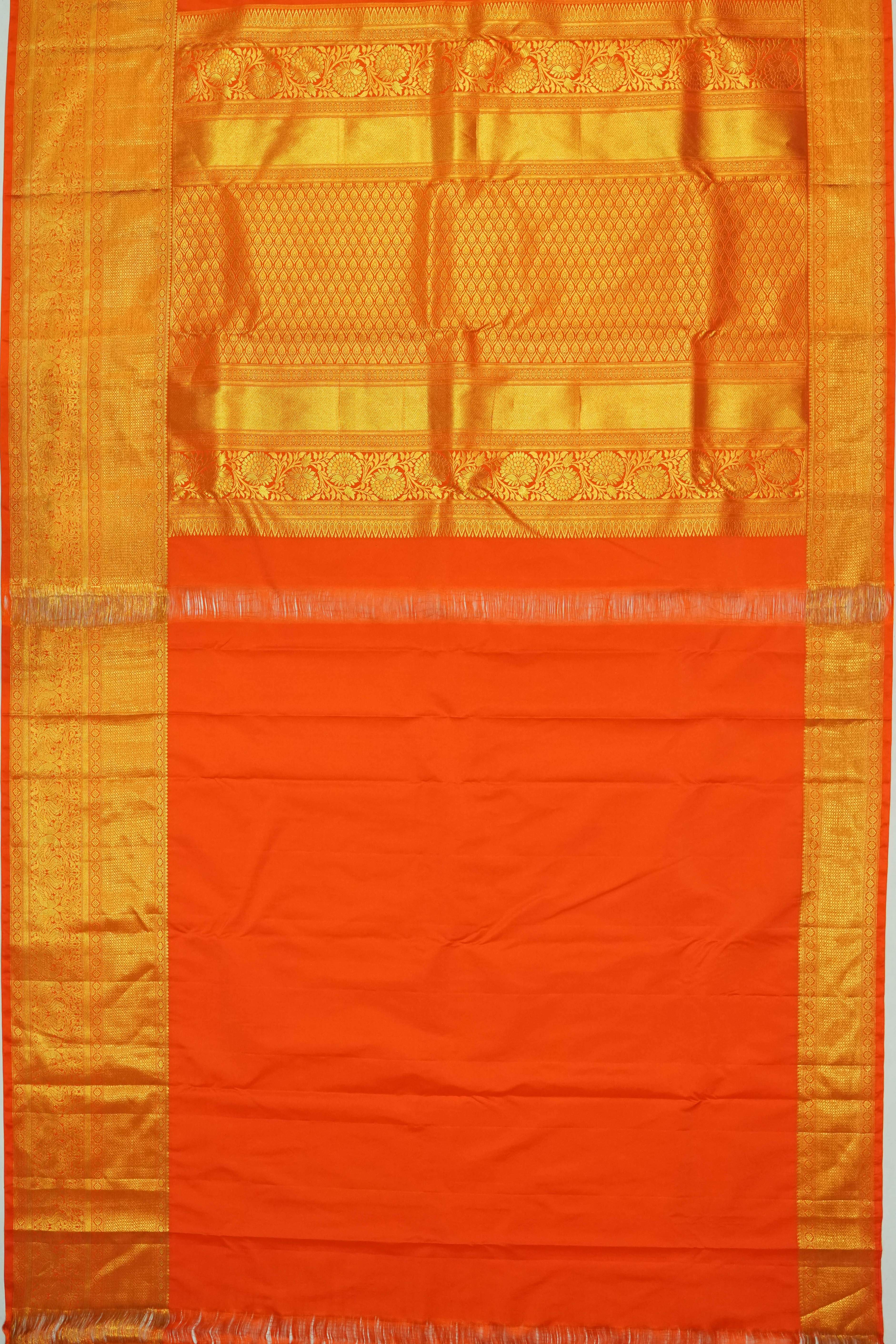 Dharmavaram Silk Brocade Orange Saree