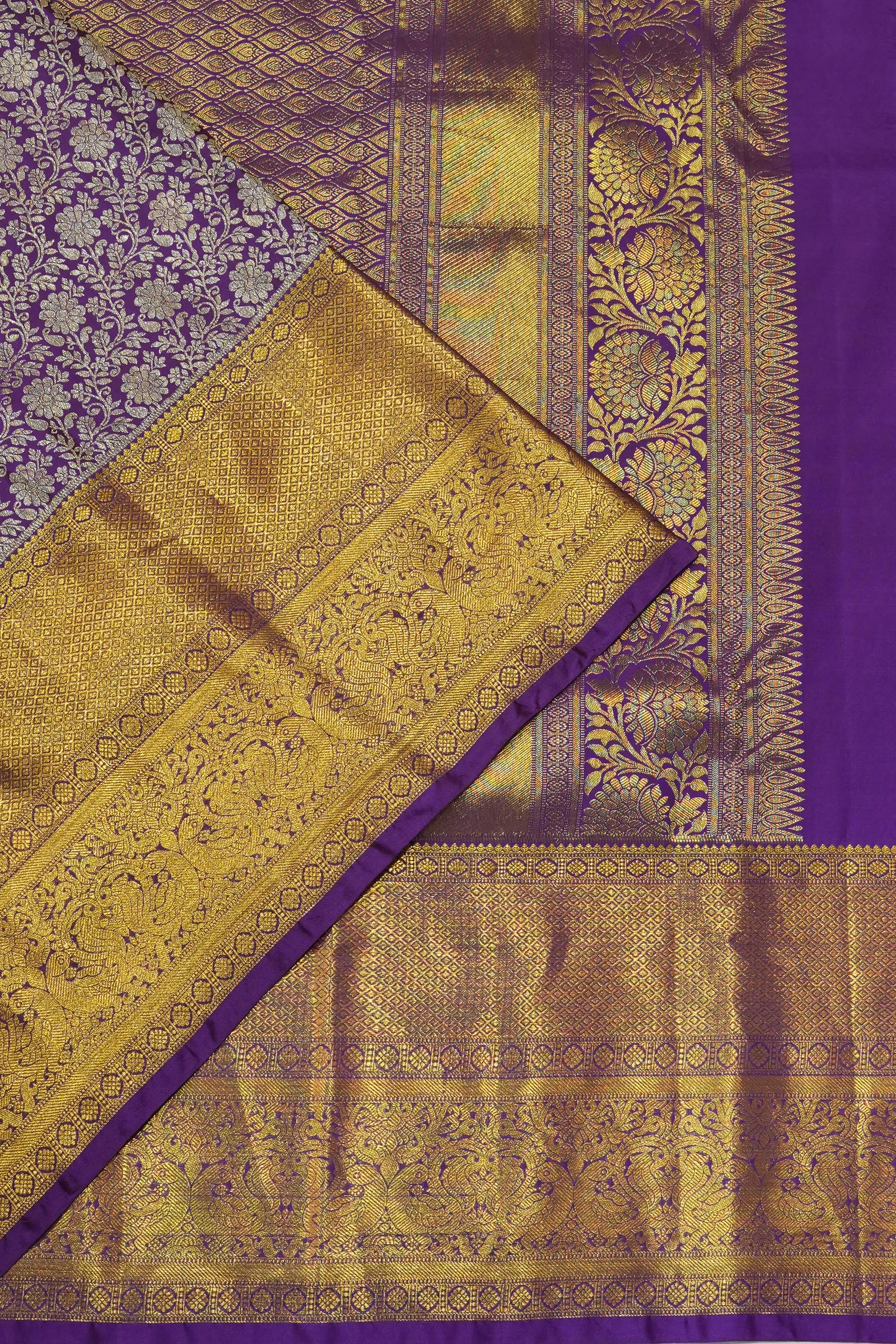Dharmavaram Silk Brocade Purple Saree