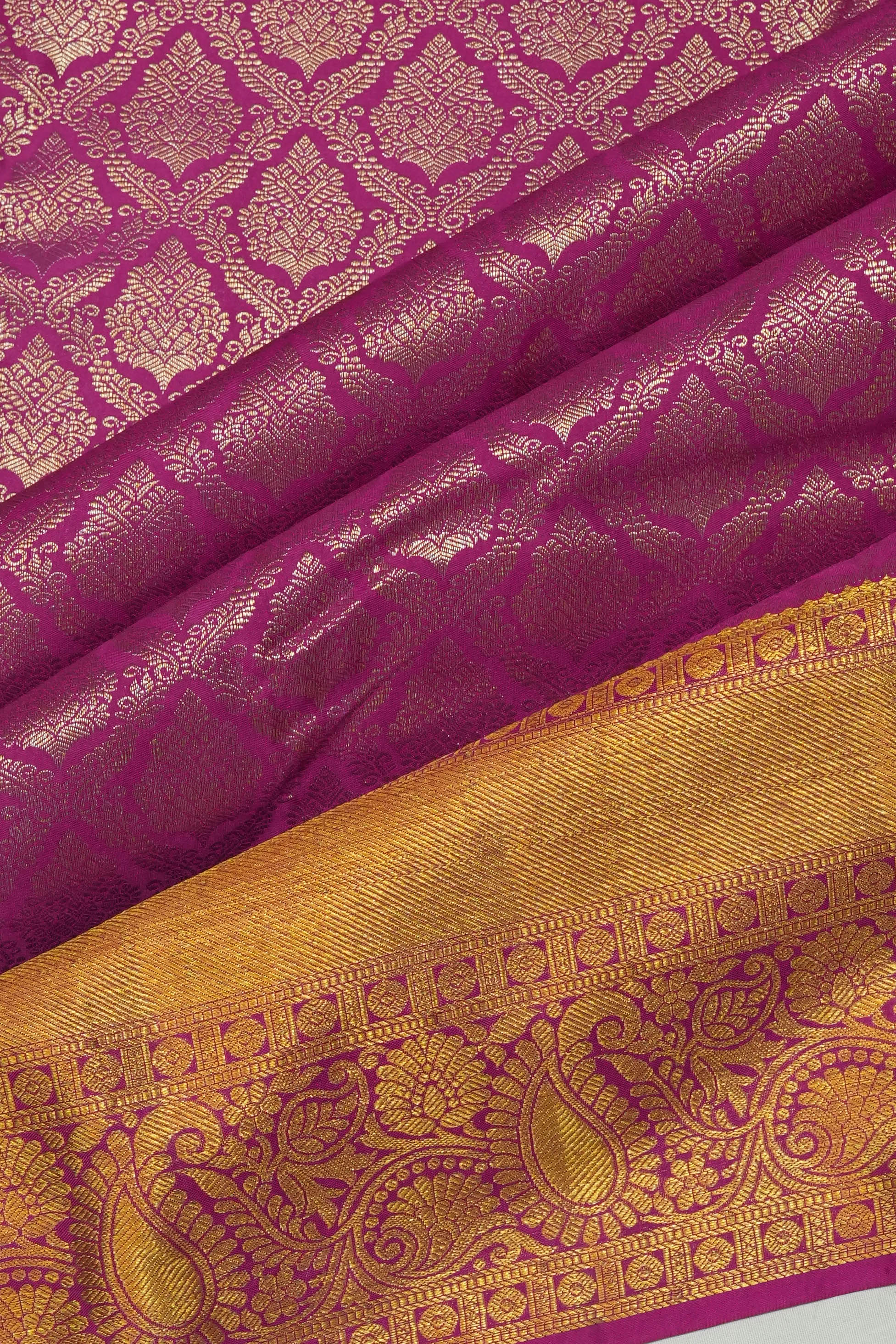 Dharmavaram Silk Brocade Violet Saree