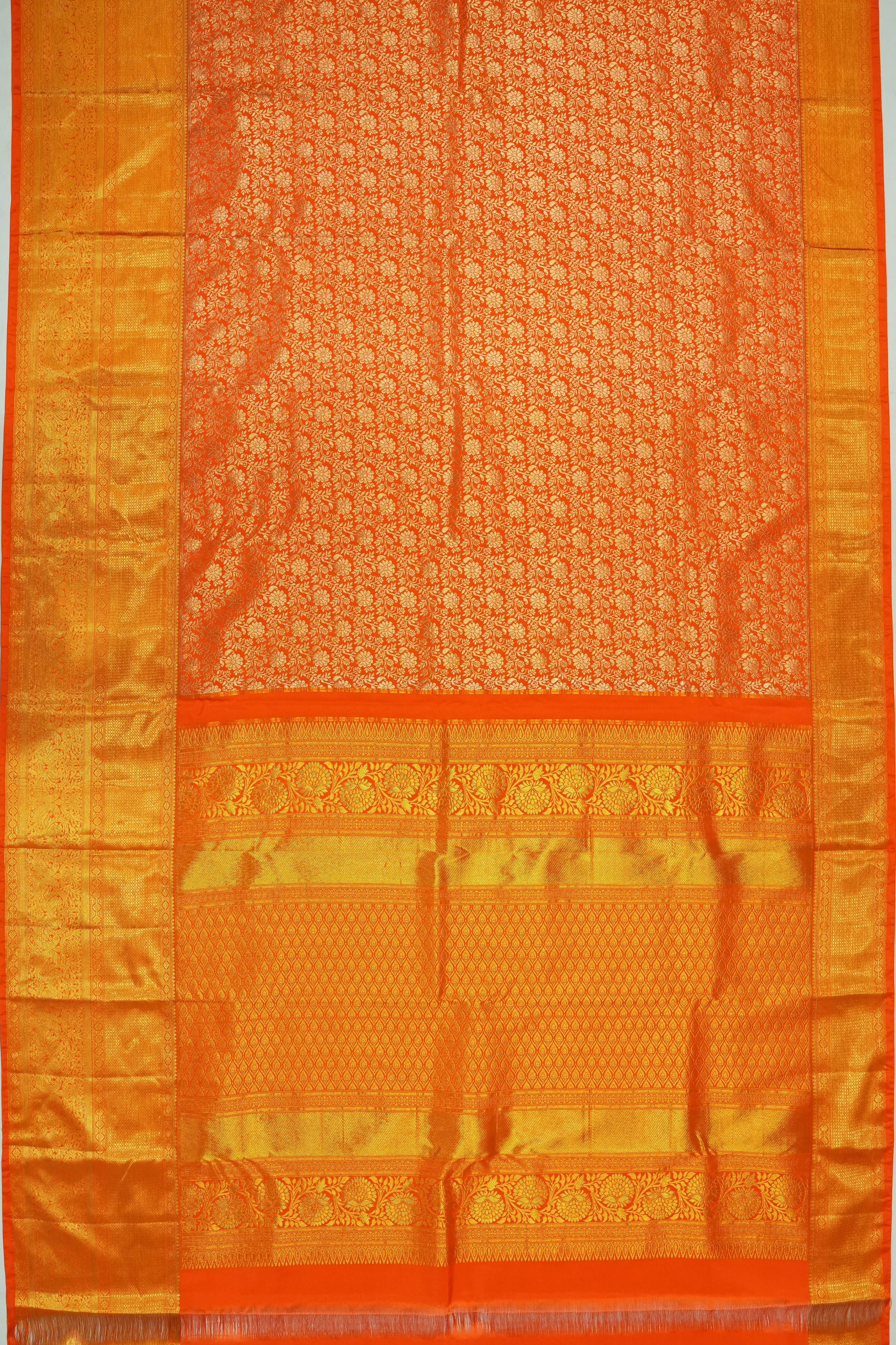 Dharmavaram Silk Brocade Orange Saree
