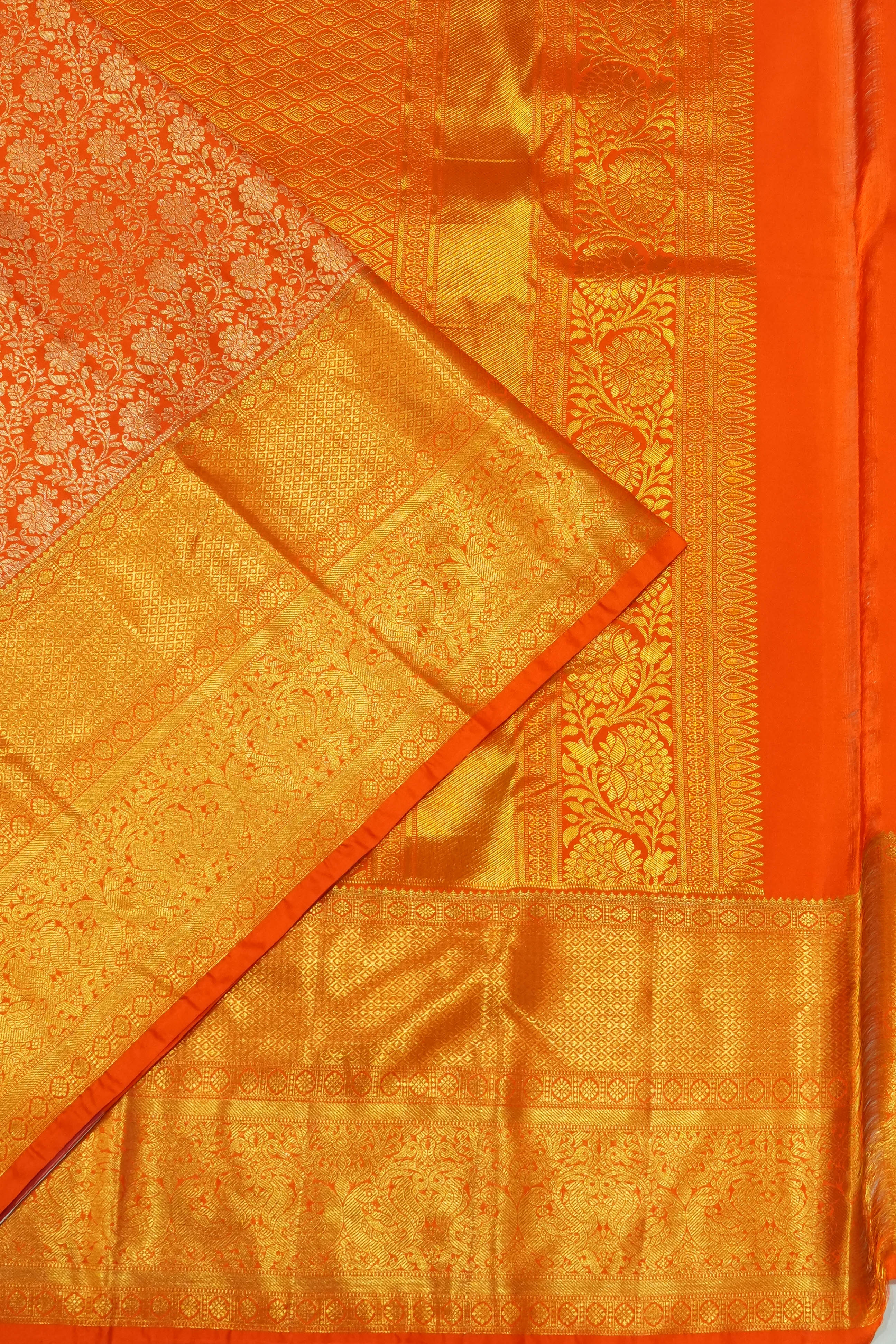 Dharmavaram Silk Brocade Orange Saree