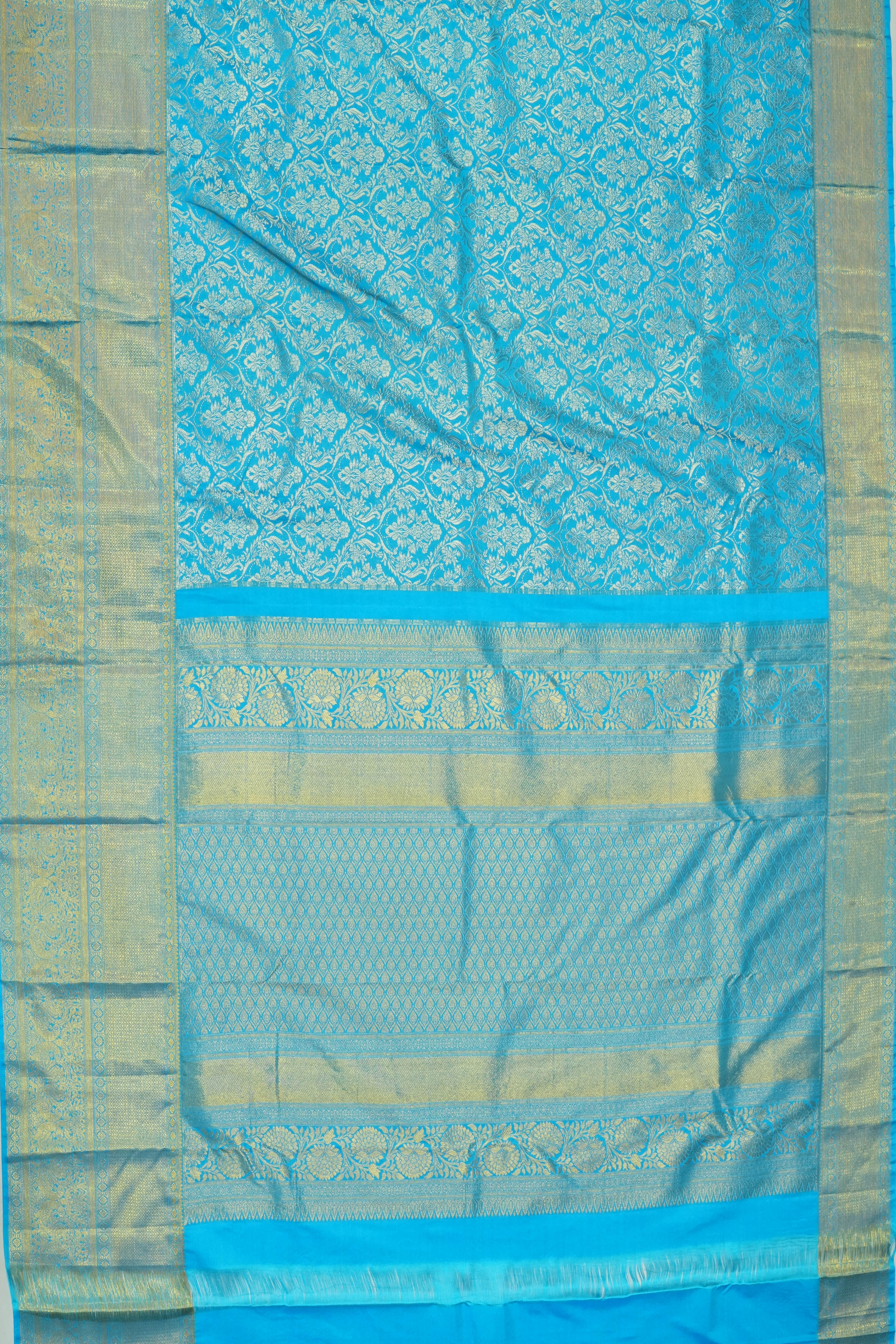 Dharmavaram Silk Brocade Sky Blue Saree