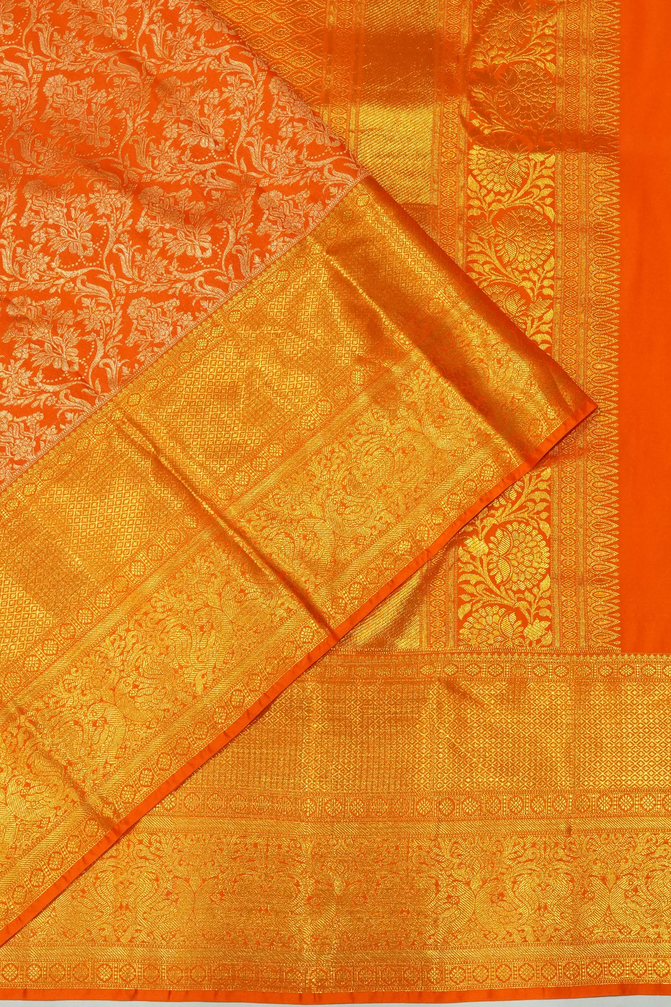Dharmavaram Silk Brocade Orange Saree