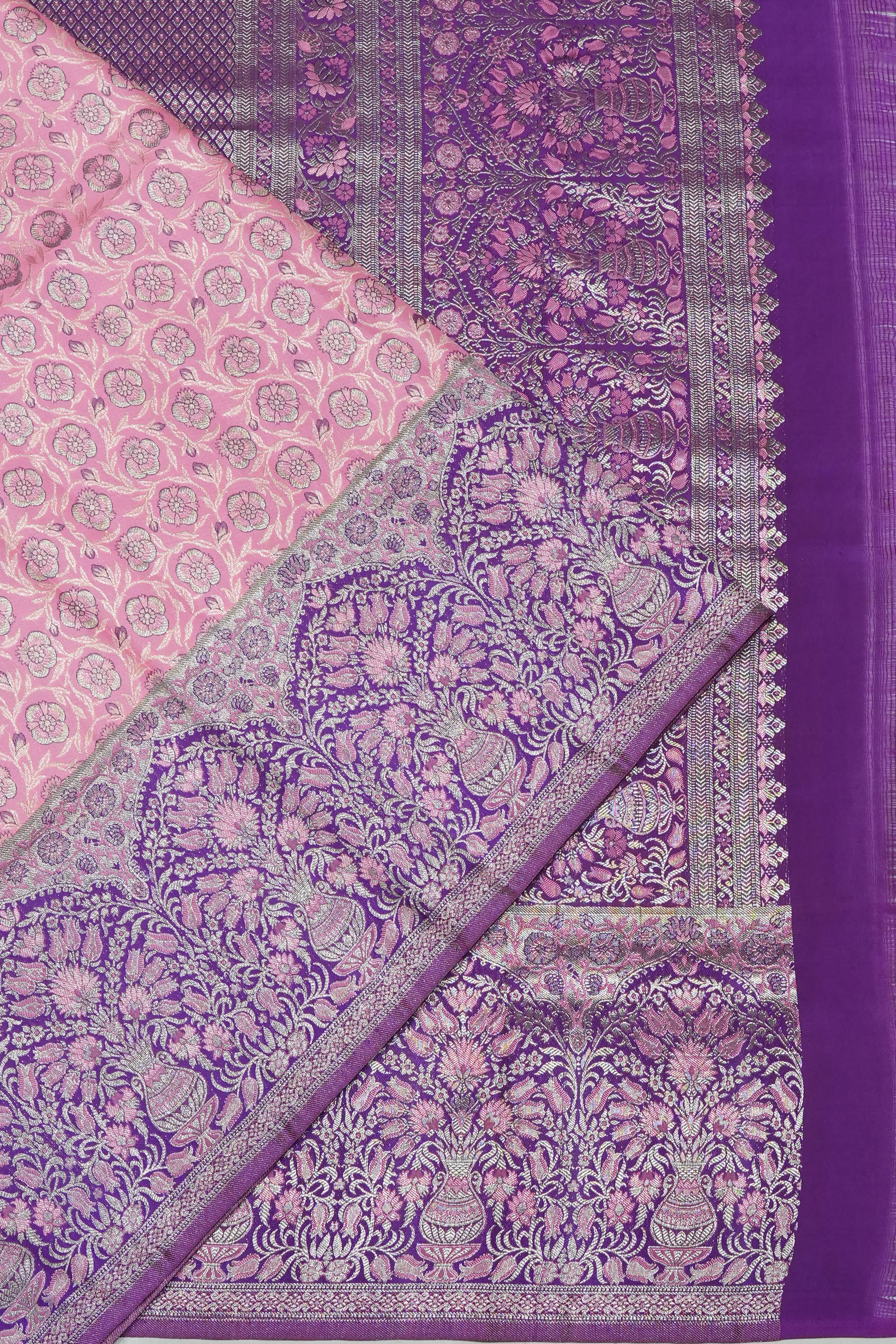 Dharmavaram Silk Brocade Pink Saree