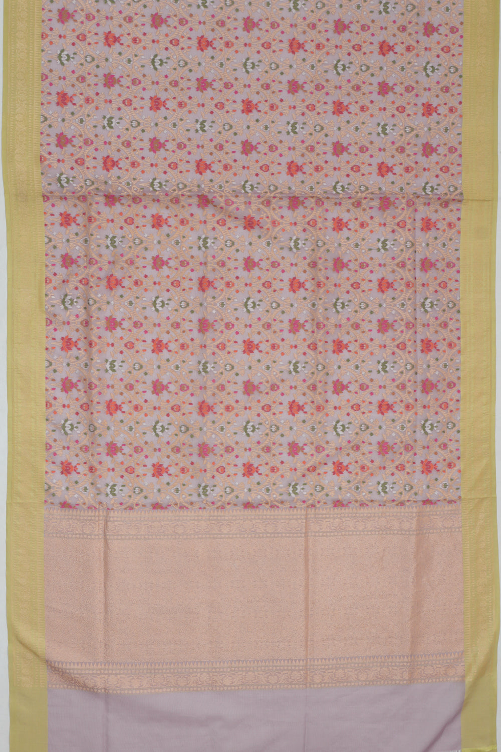 Banarasi Kora Organza Brocade Grey Saree