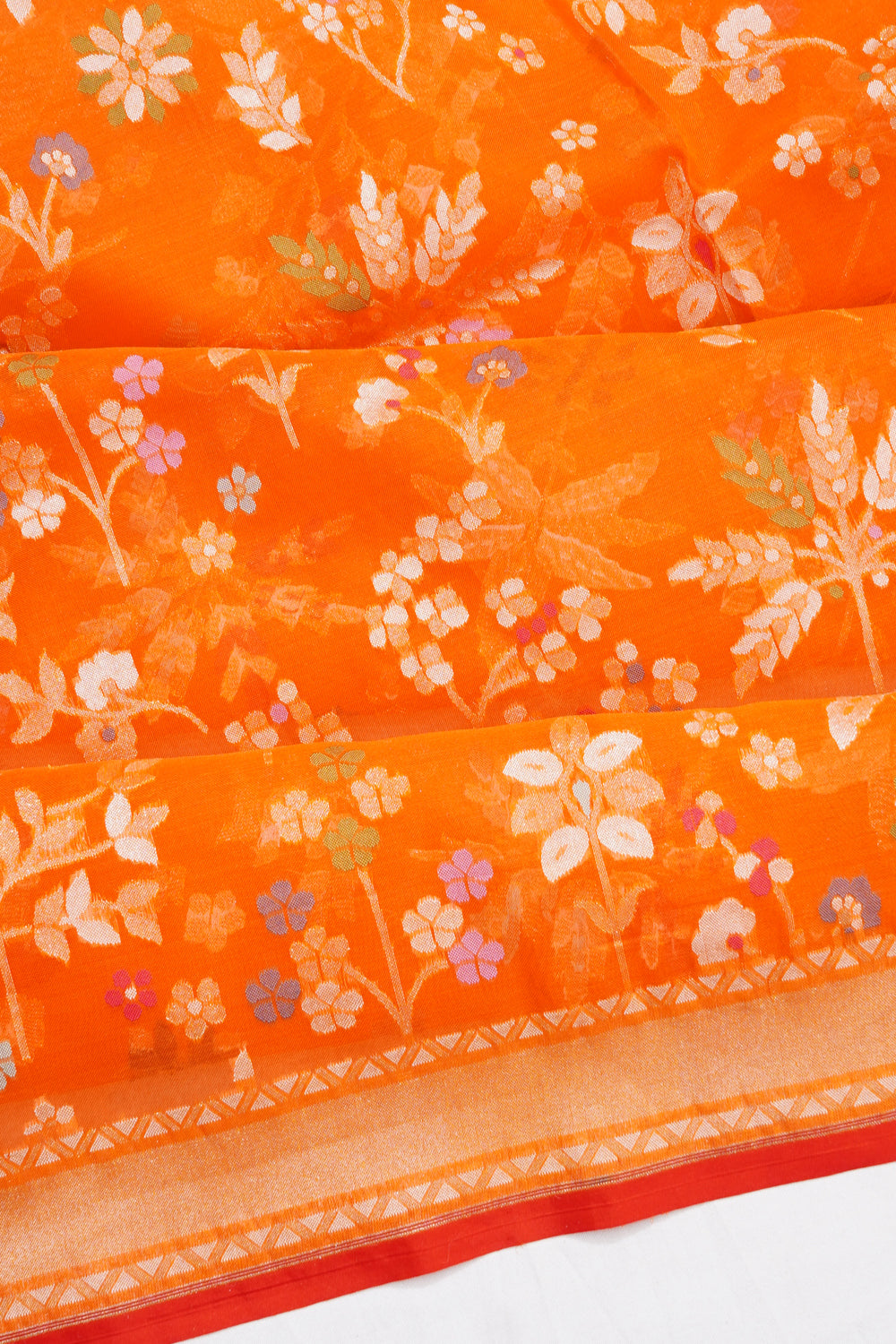 Banarasi Kora Organza Brocade Orange Saree