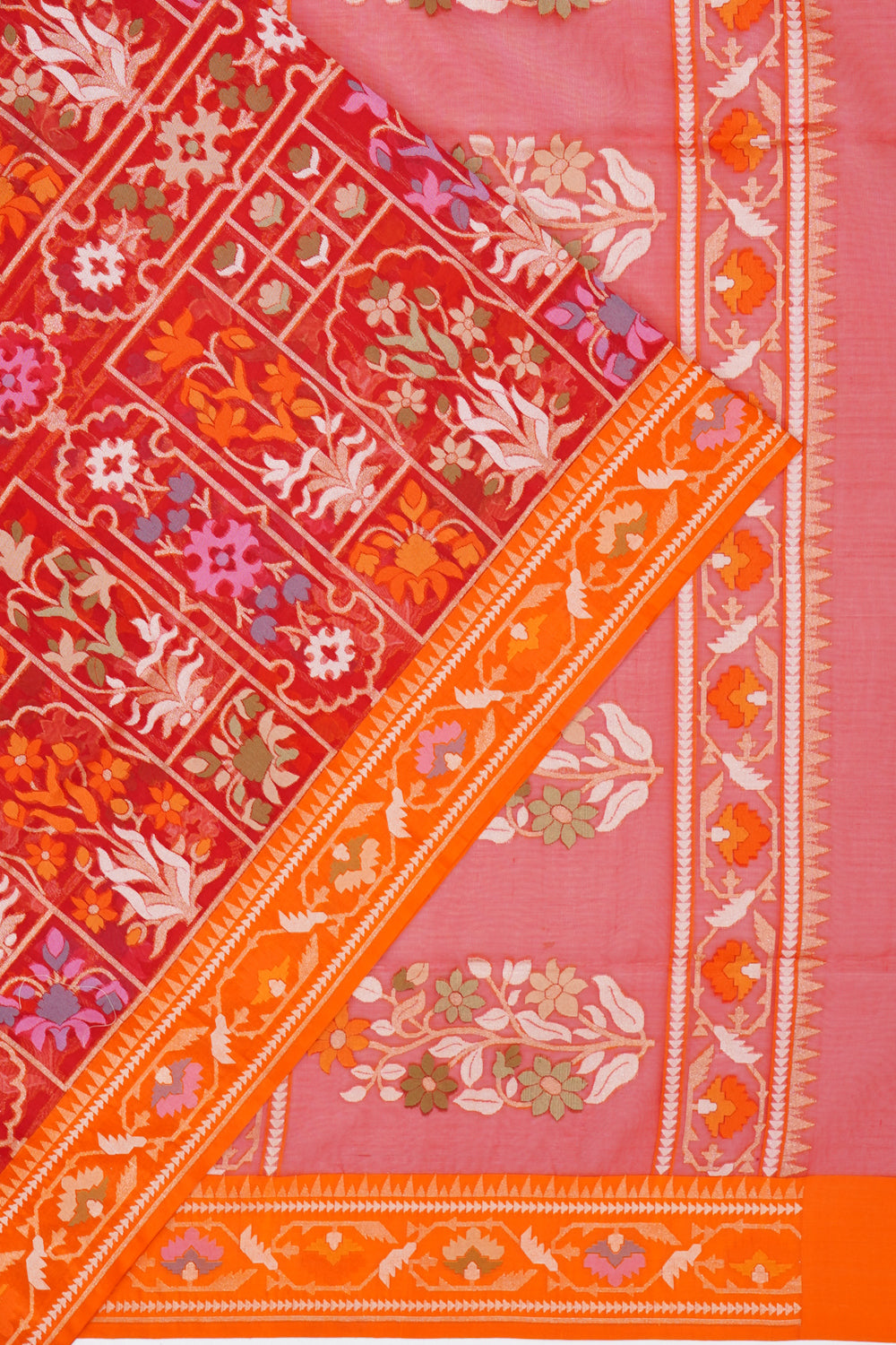 Banarasi Kora Organza Brocade Red Saree