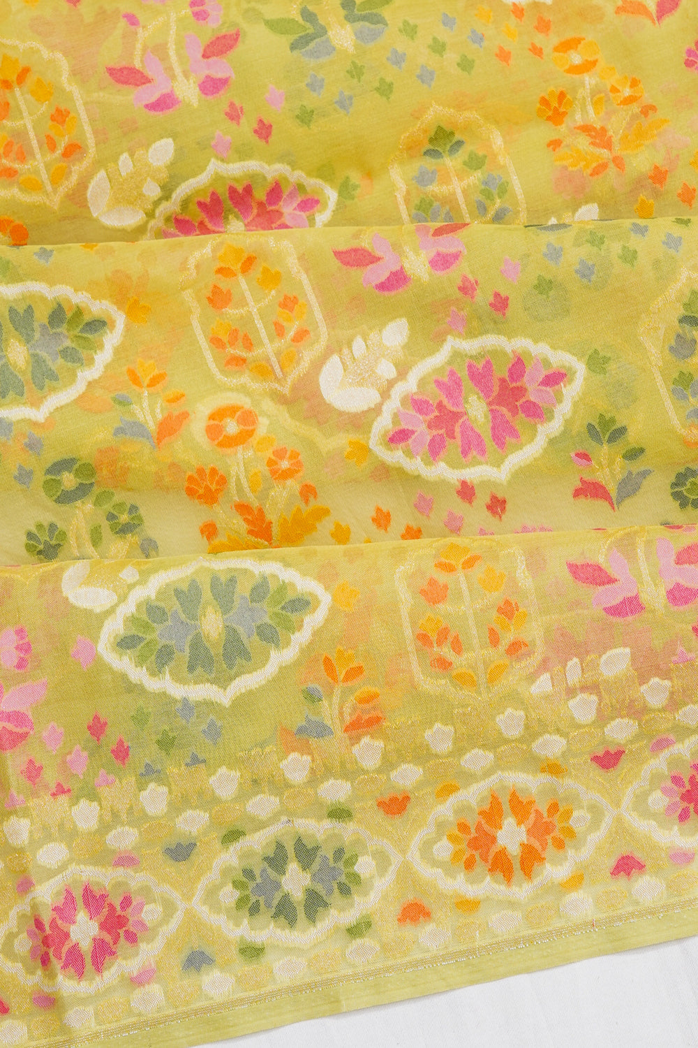 Banarasi Kora Organza Brocade Pista Green Saree