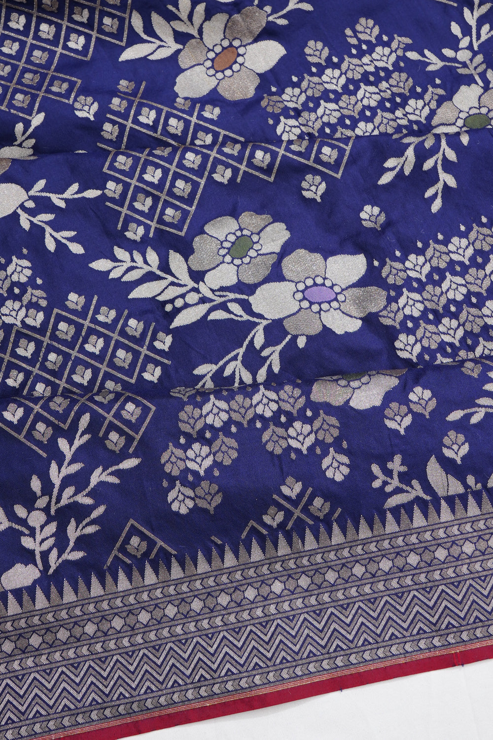 Banarasi Silk Brocade Royal Blue Saree