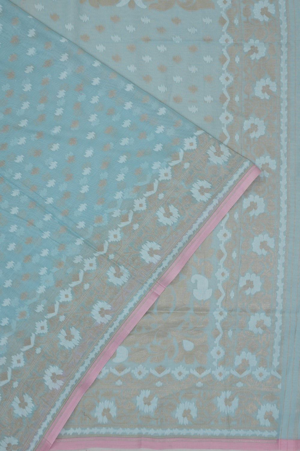 Banarasi Kora Organza Brocade Blue Saree