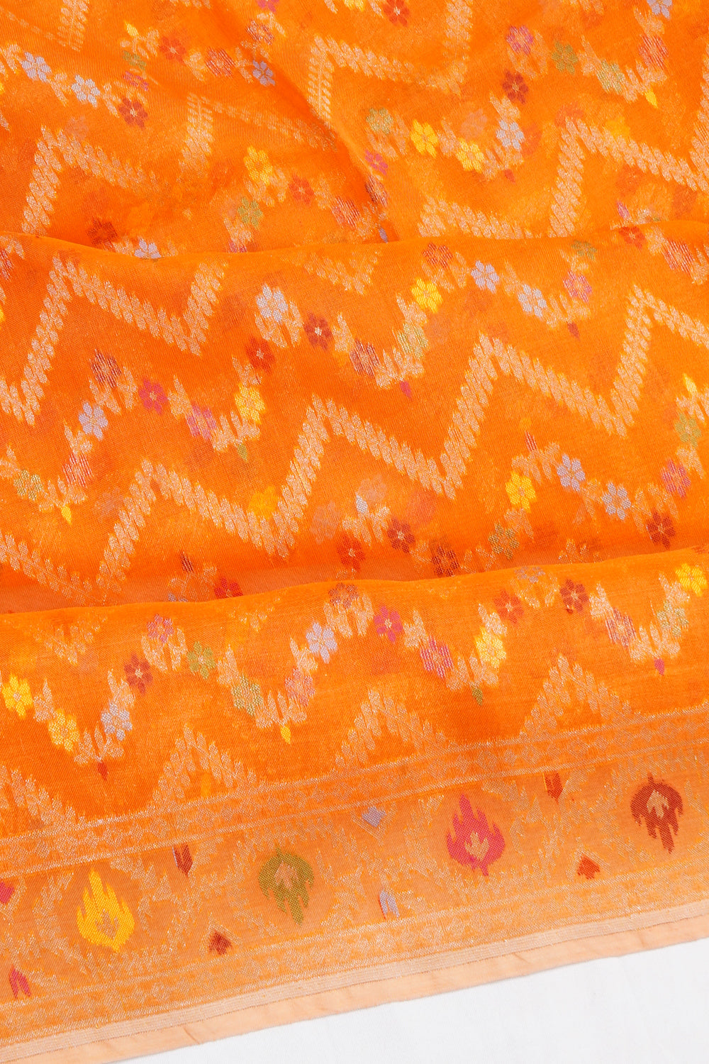 Banarasi Kora Organza Brocade Orange Saree
