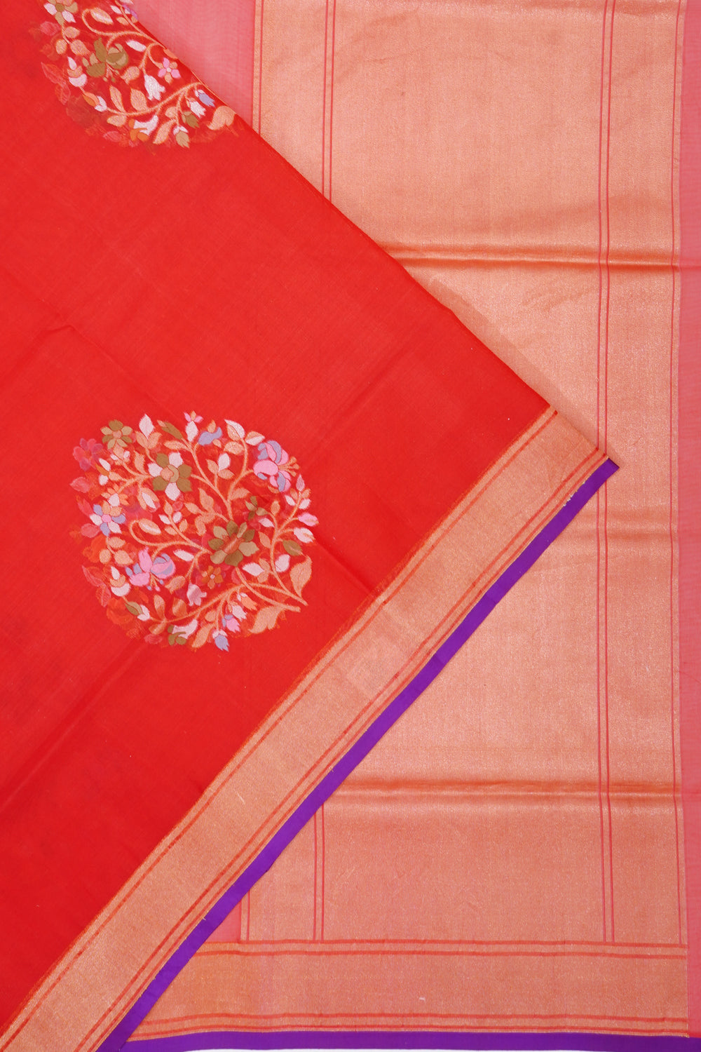 Banarasi Kora Organza Butta Red Saree