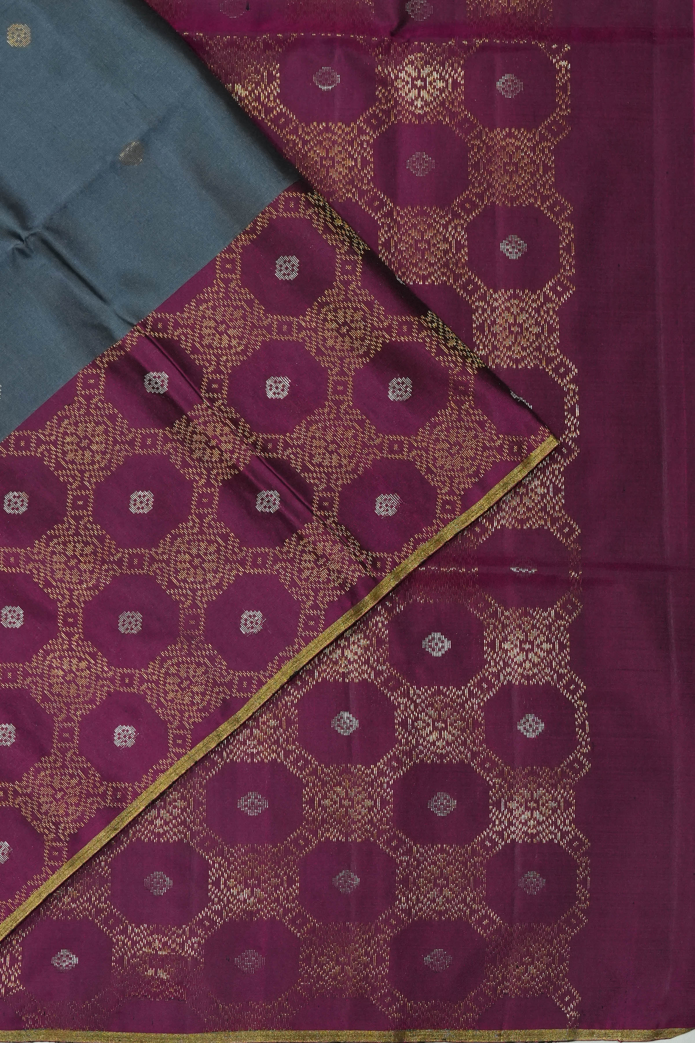 Soft Silk Butta Grey Saree