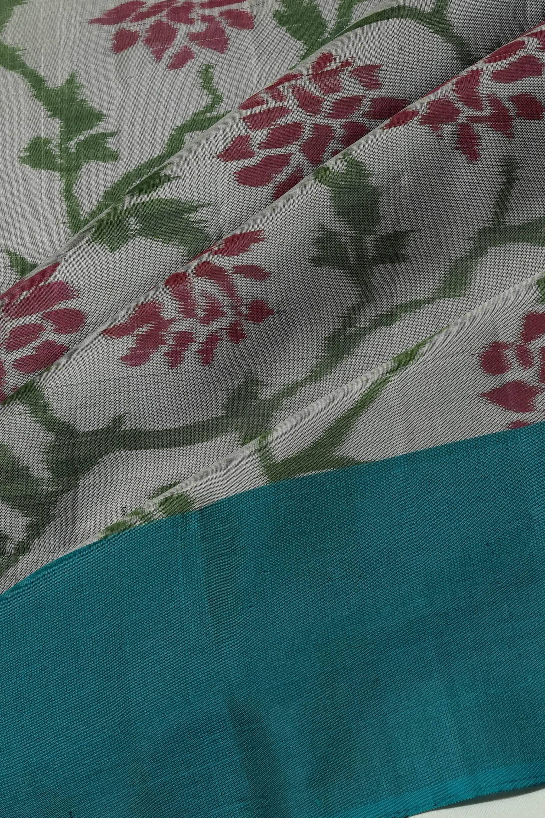 Soft Silk Printed Off White Saree