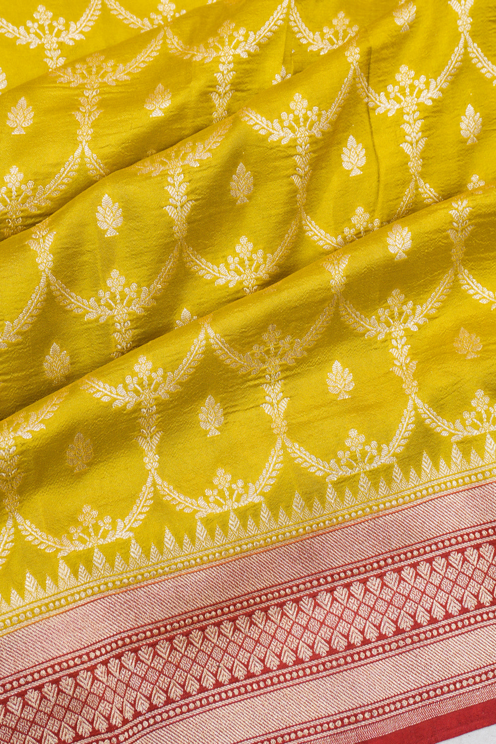 Banarasi Silk Brocade Yellow Saree