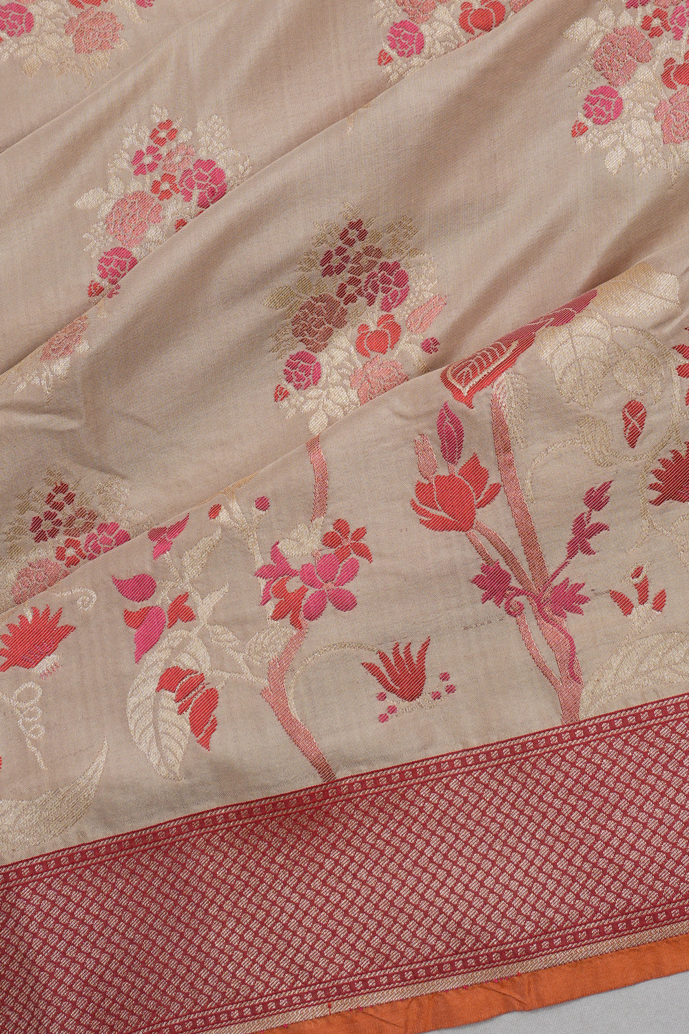 Banarasi Silk Brocade Cream Saree