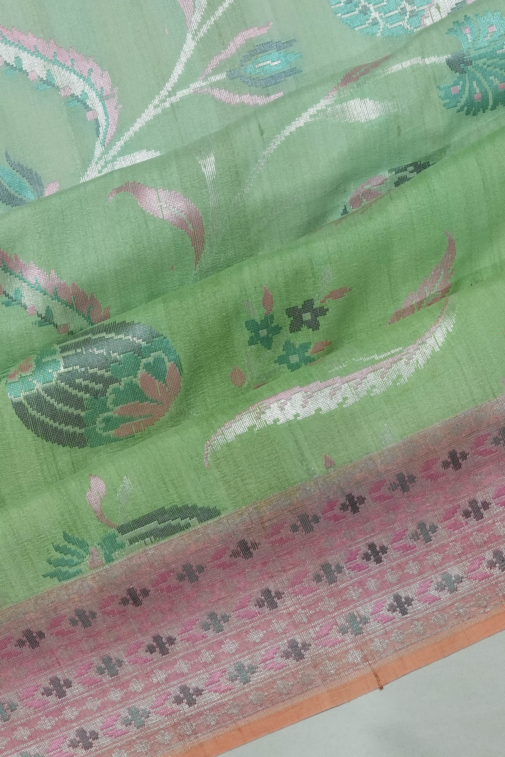 Banarasi Tussar Georgette Jaal Green Saree