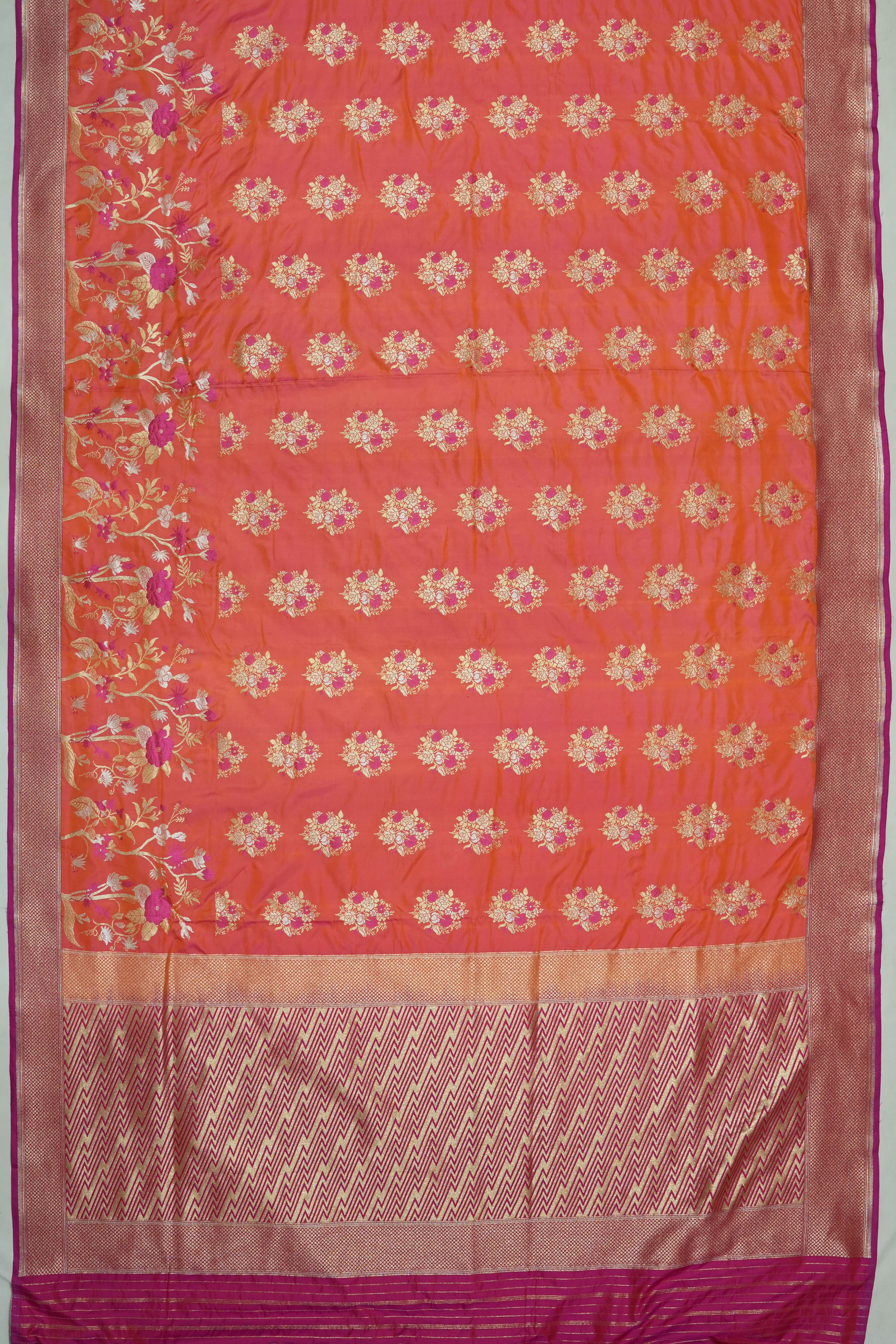 Banarasi Silk Butta Orange Saree