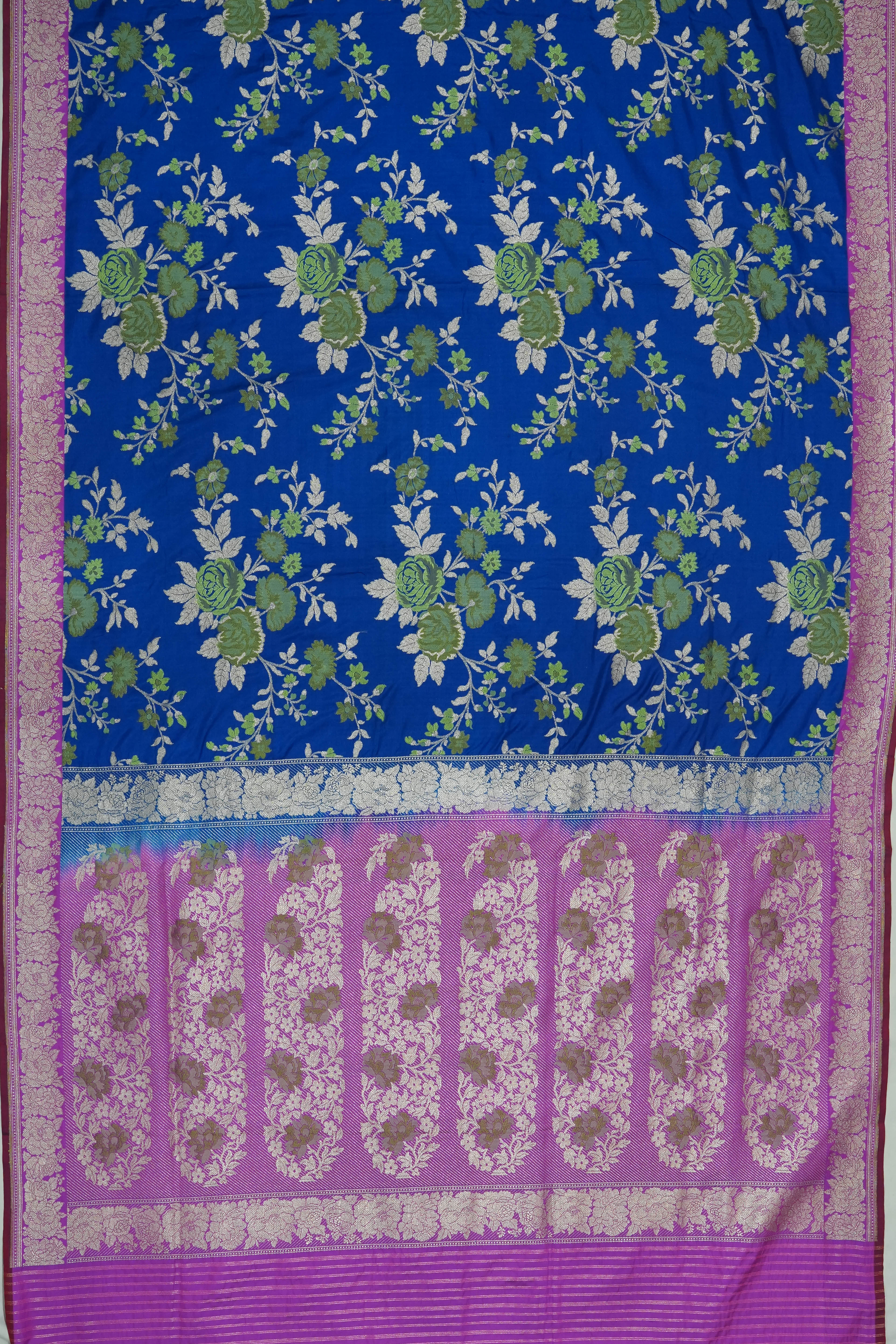 Banarasi Silk Jaal Blue Saree