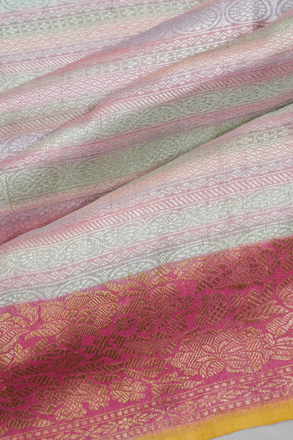 Banarasi Tussar Georgette Brocade Multicolour Saree