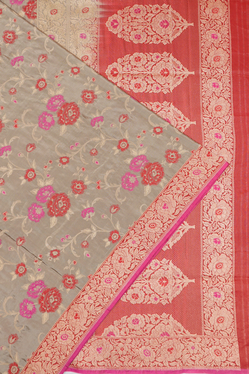 Banarasi Silk Brocade Grey Saree