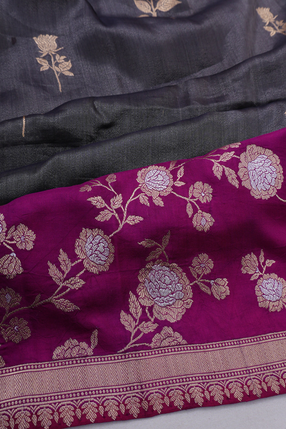 Banarasi Silk Butta Grey Saree