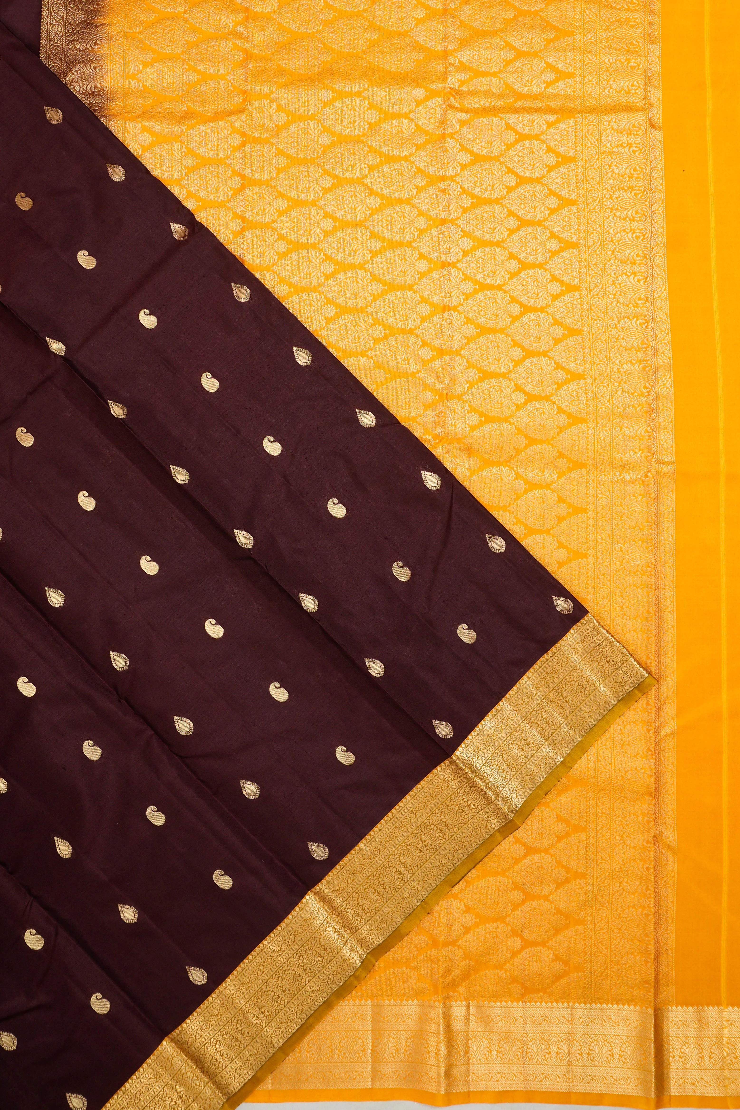 Taranga Kanchi Silk Butta Brown Saree