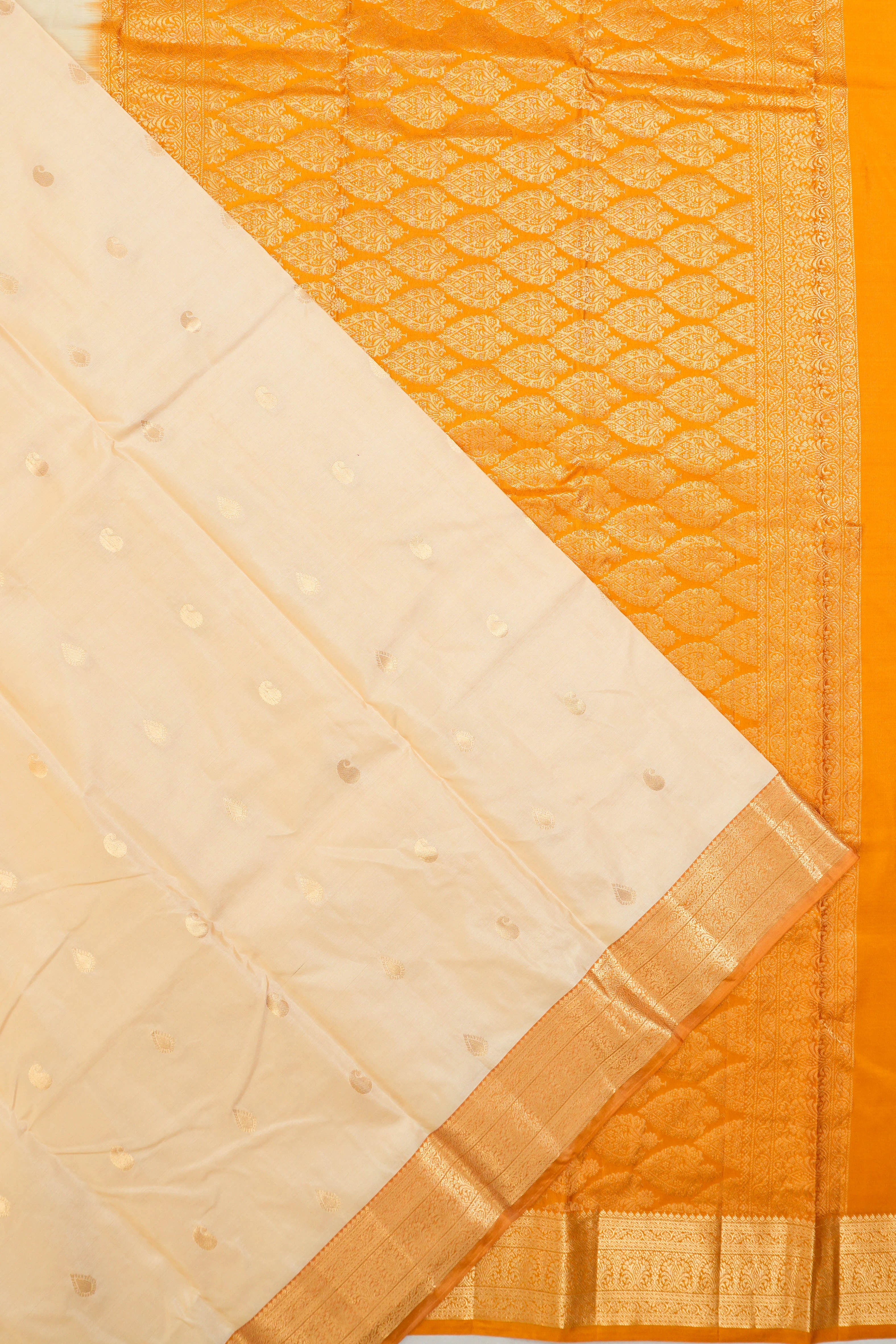 Taranga Kanchi Silk Butta Cream Saree