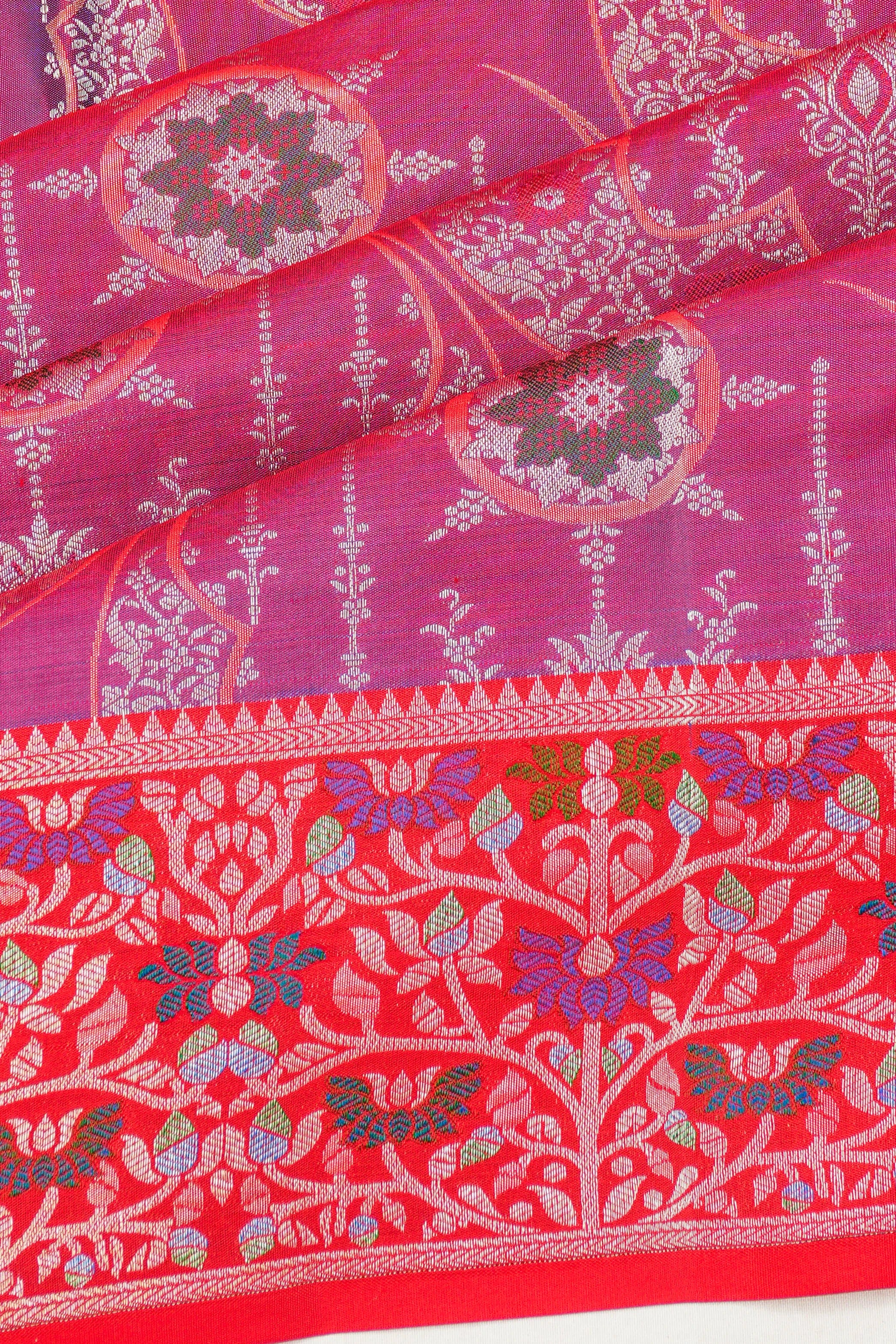 Kanchipuram Silk Brocade Pink Saree