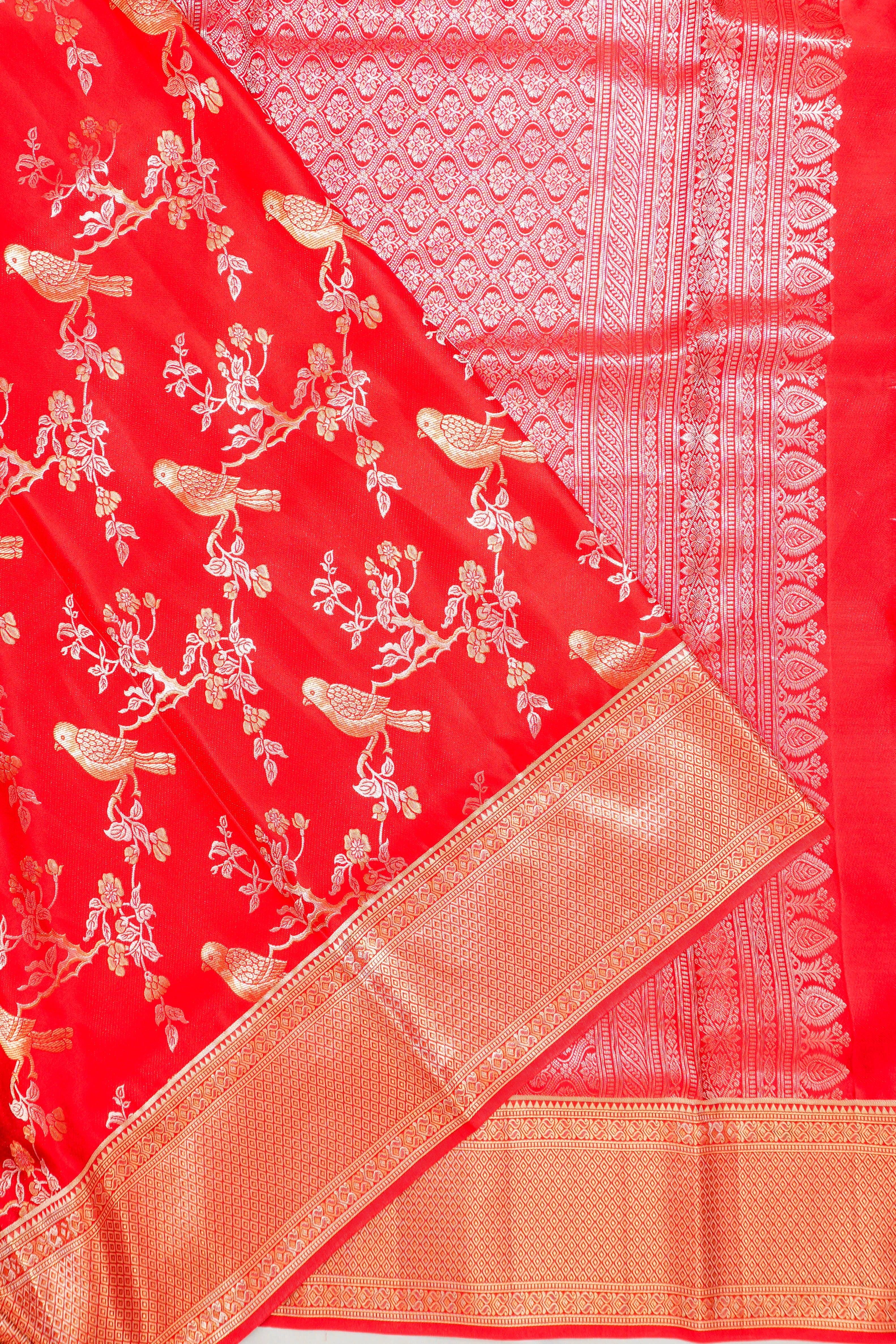 Kanchipuram Silk Jaal Red Saree