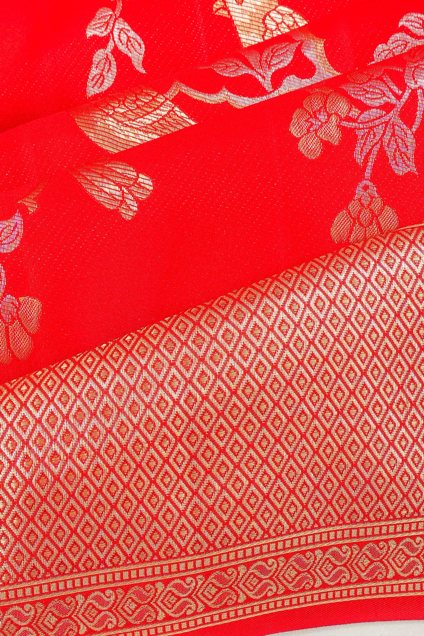 Kanchipuram Silk Jaal Red Saree