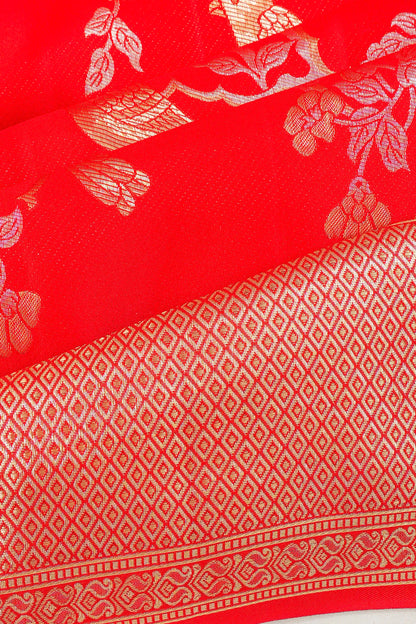 Kanchipuram Silk Jaal Red Saree