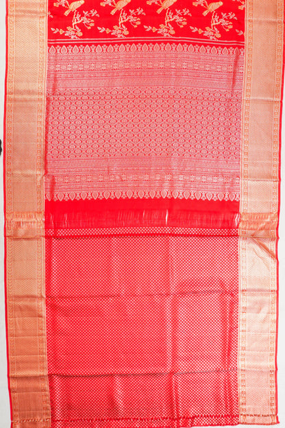 Kanchipuram Silk Jaal Red Saree