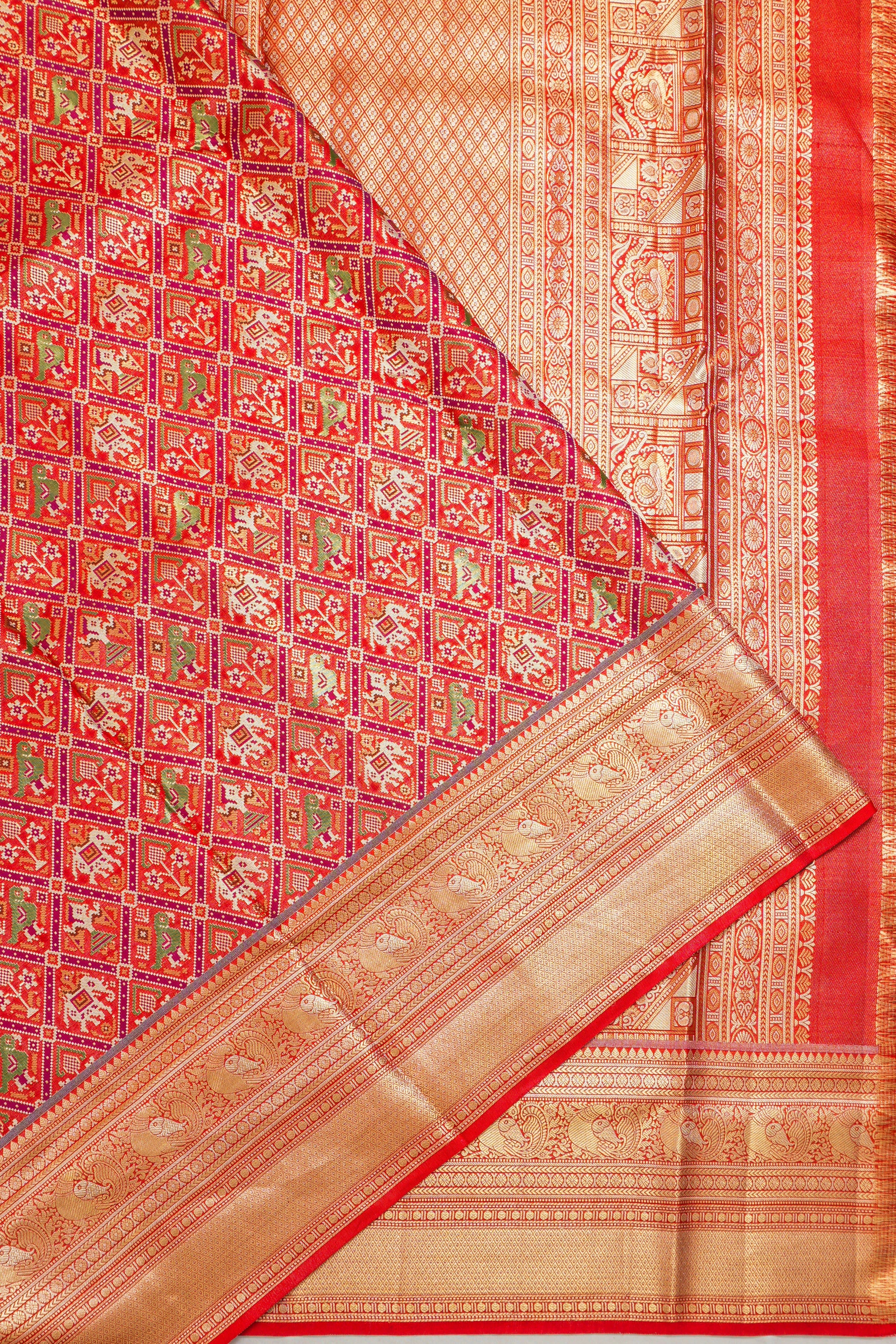 Kanchipuram Silk Brocade Red Saree