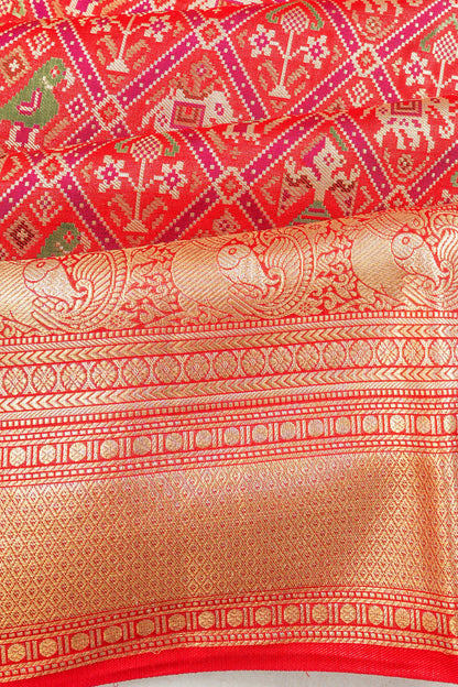 Kanchipuram Silk Brocade Red Saree