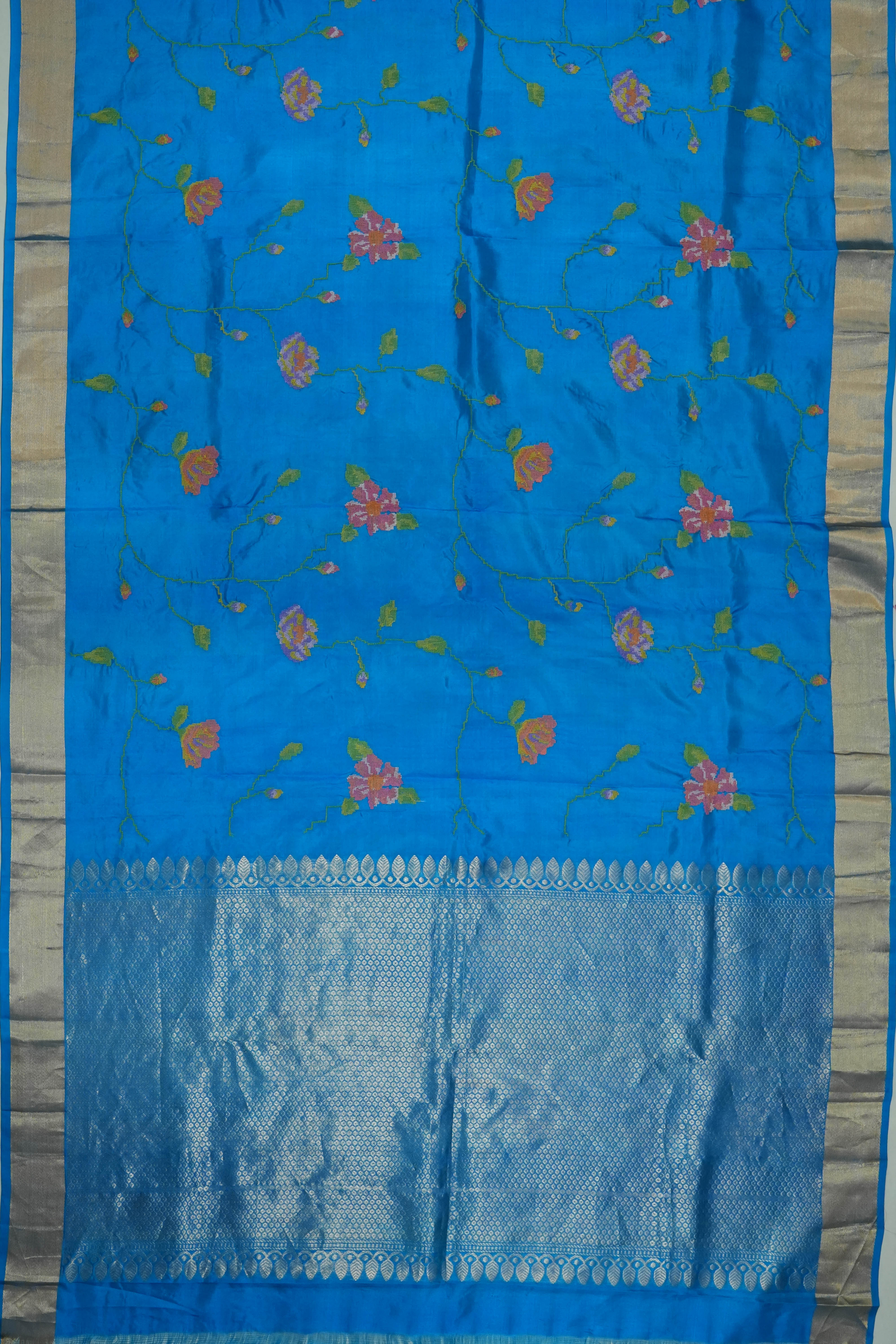 Taranga Kanchi Silk Embroidery Jaal Blue Saree