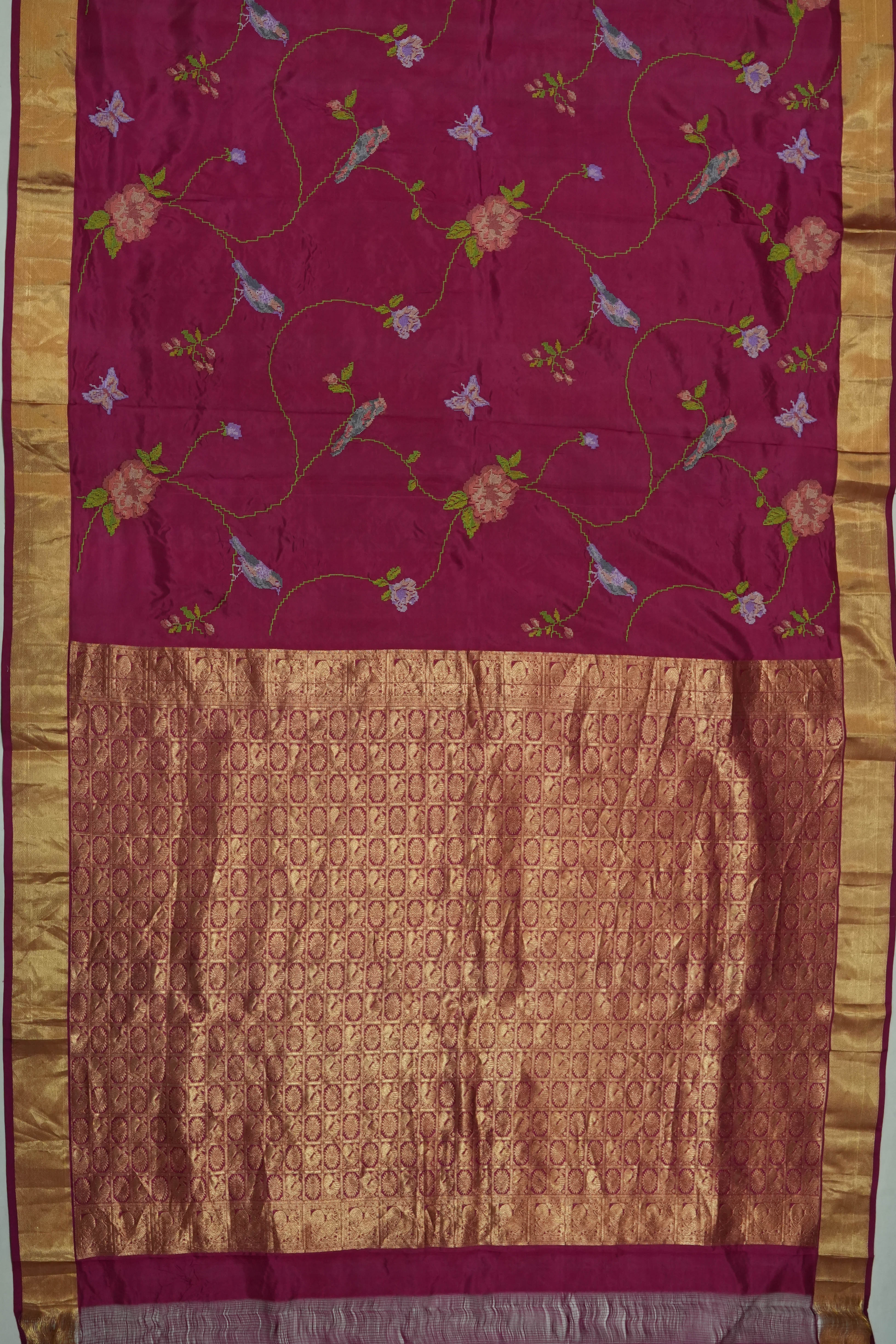 Taranga Kanchi Silk Embroidery Jaal Yellow Saree