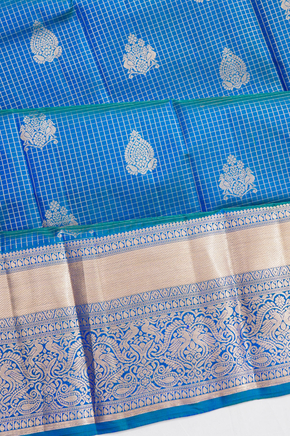 Coimbatore Soft Silk Checks And Butta Blue Saree