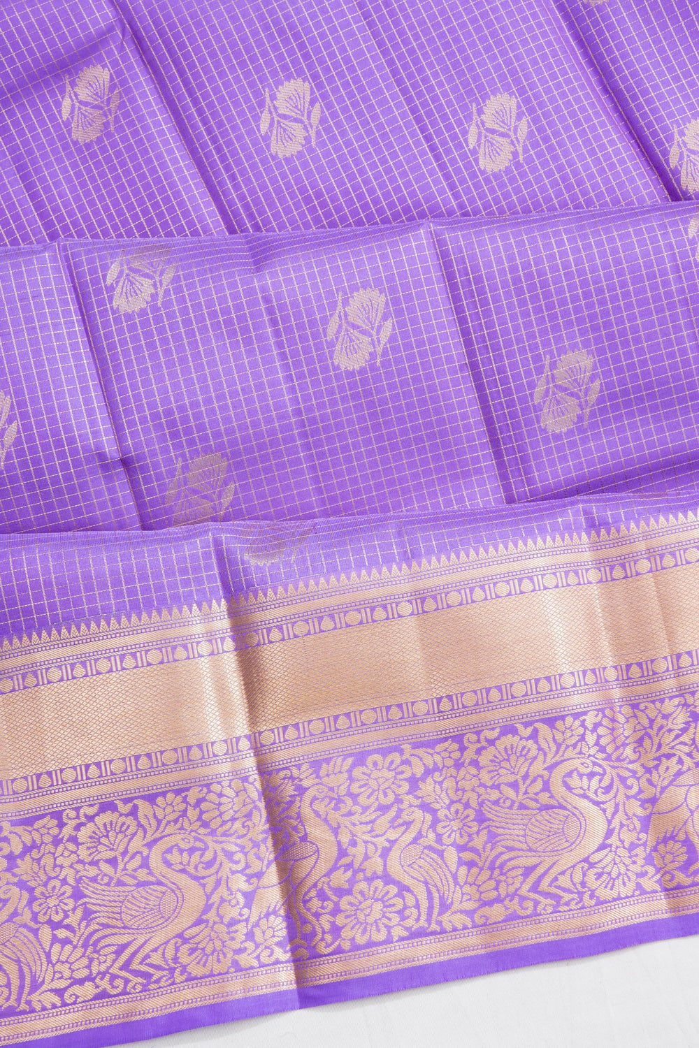 Coimbatore Soft Silk Checks And Butta Lavender Saree