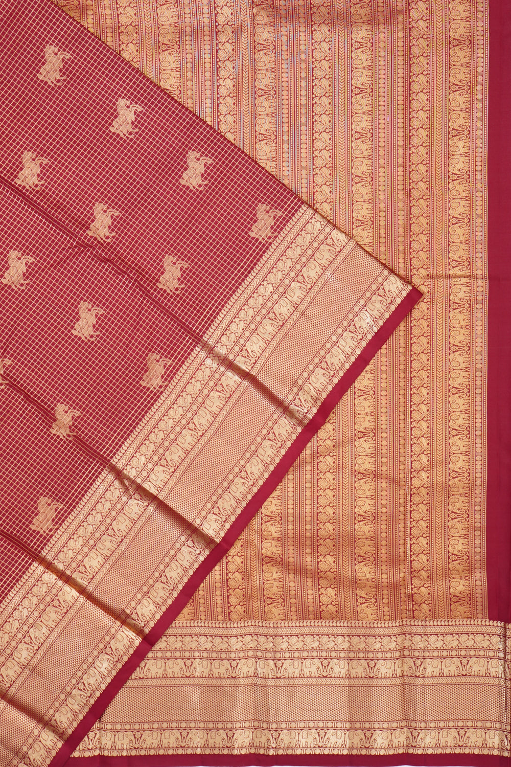 Coimbatore Soft Silk Checks And Butta Maroon Saree