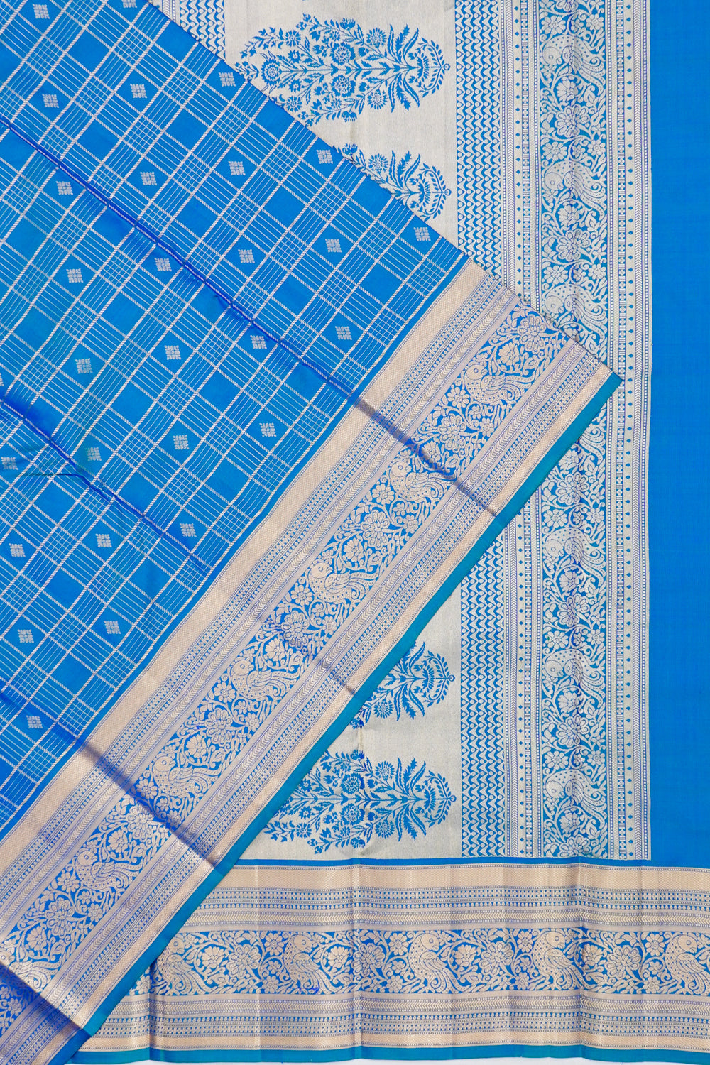 Coimbatore Soft Silk Checks And Butta Blue Saree