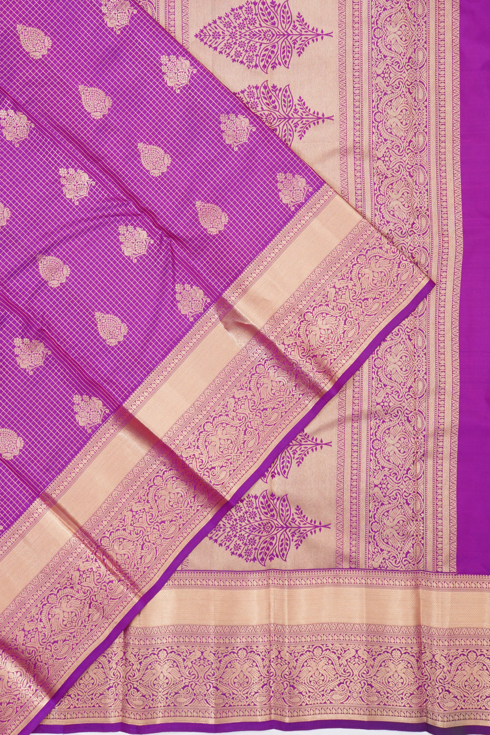 Coimbatore Soft Silk Checks And Butta Purple Saree