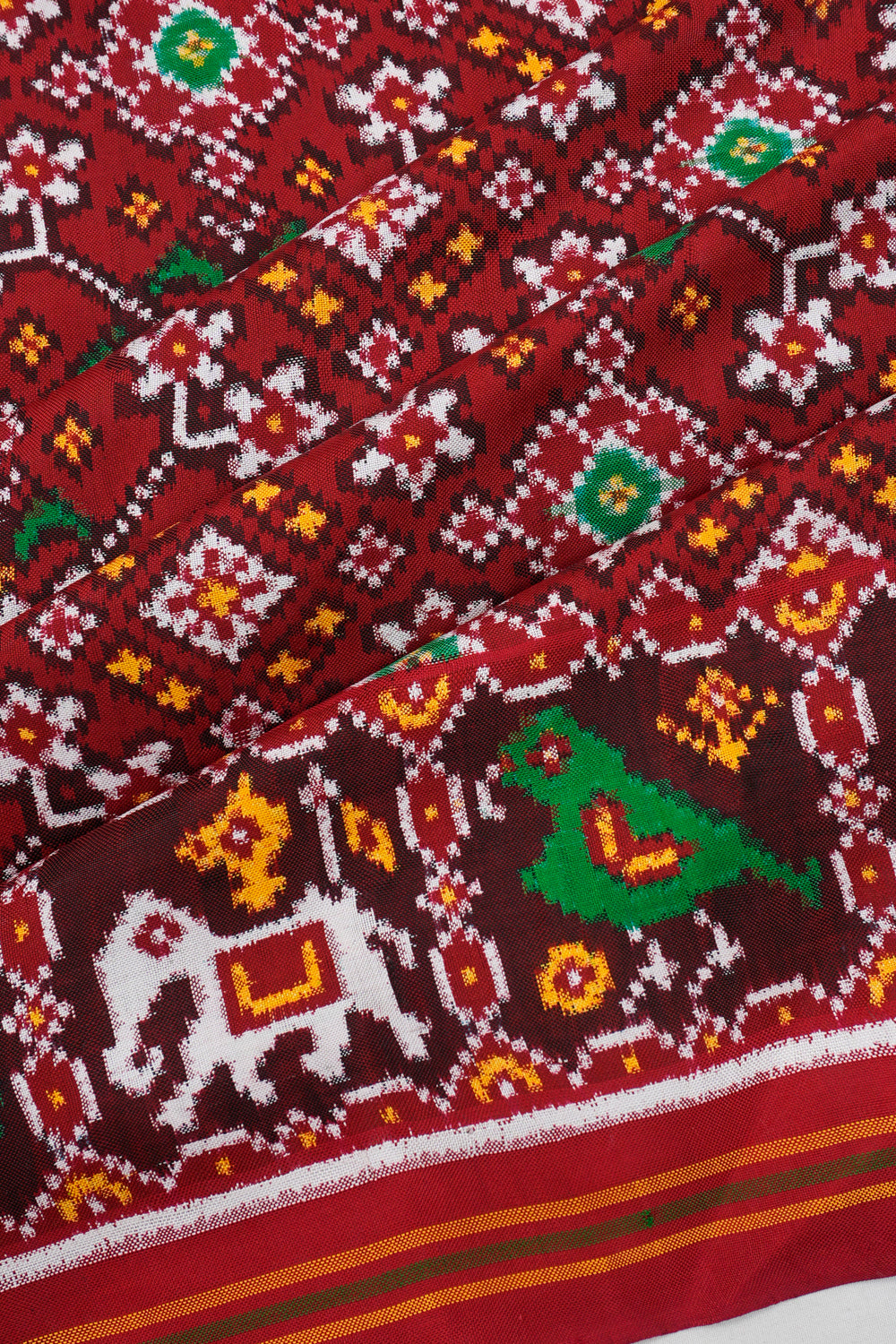 Patan Patola Silk Double Ikat Navratna Bhat Red Saree