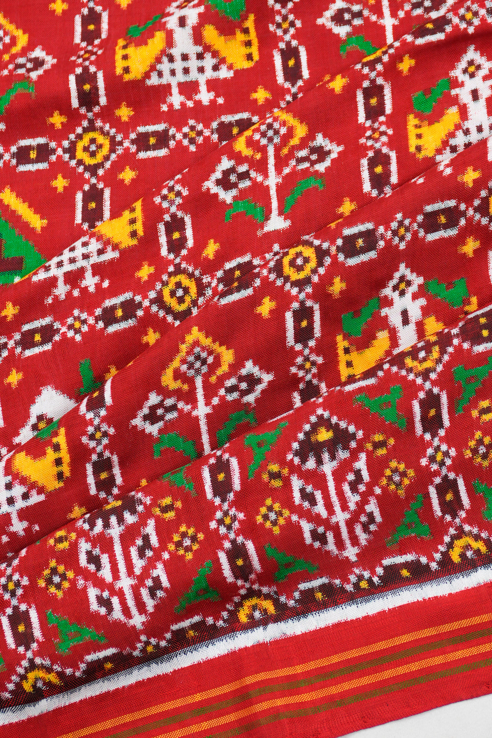 Patan Patola Silk Double Ikat 4 Figure Red Saree