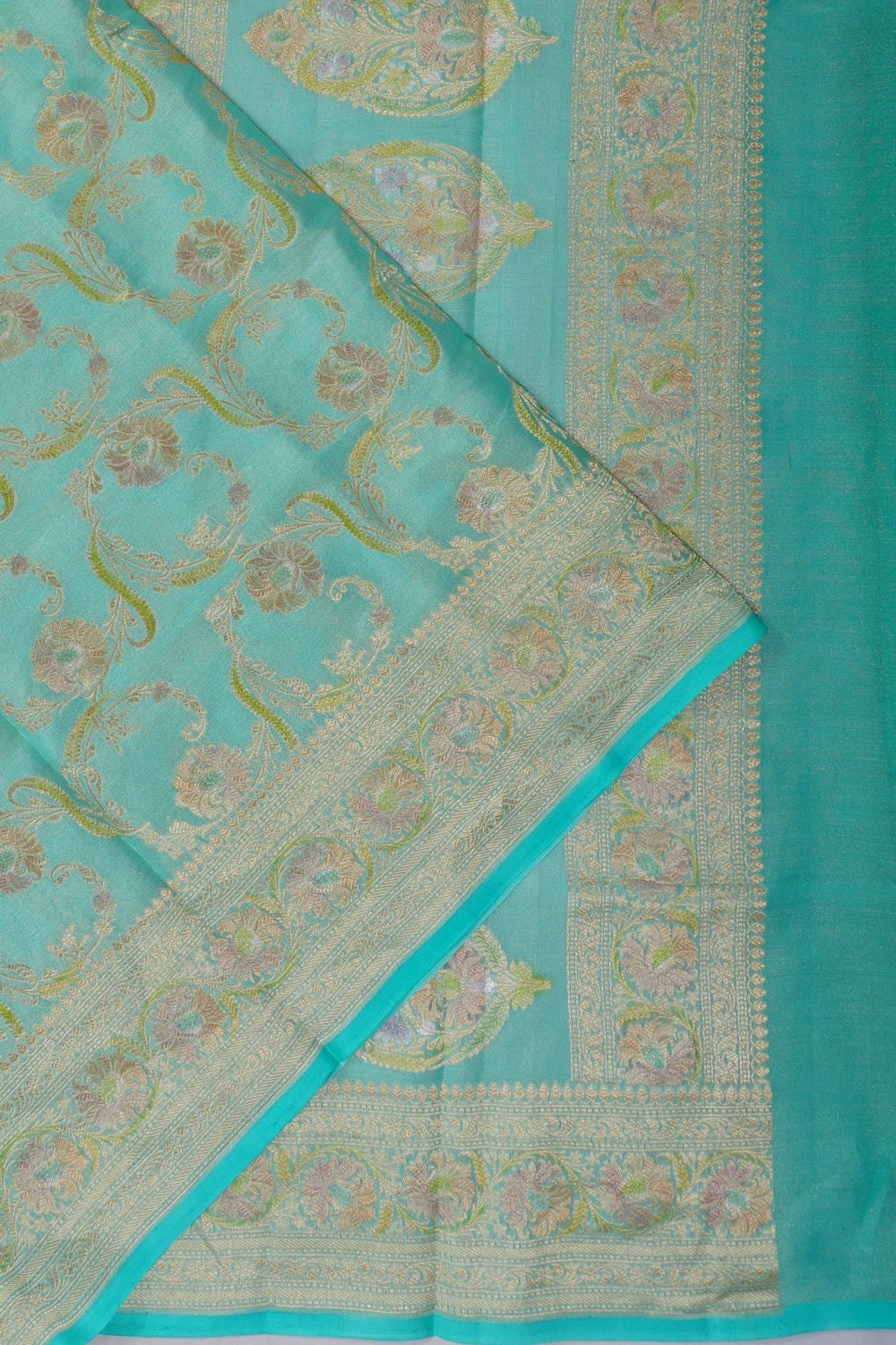 Vaanya Banaras Silk Jaal Sea Green Saree