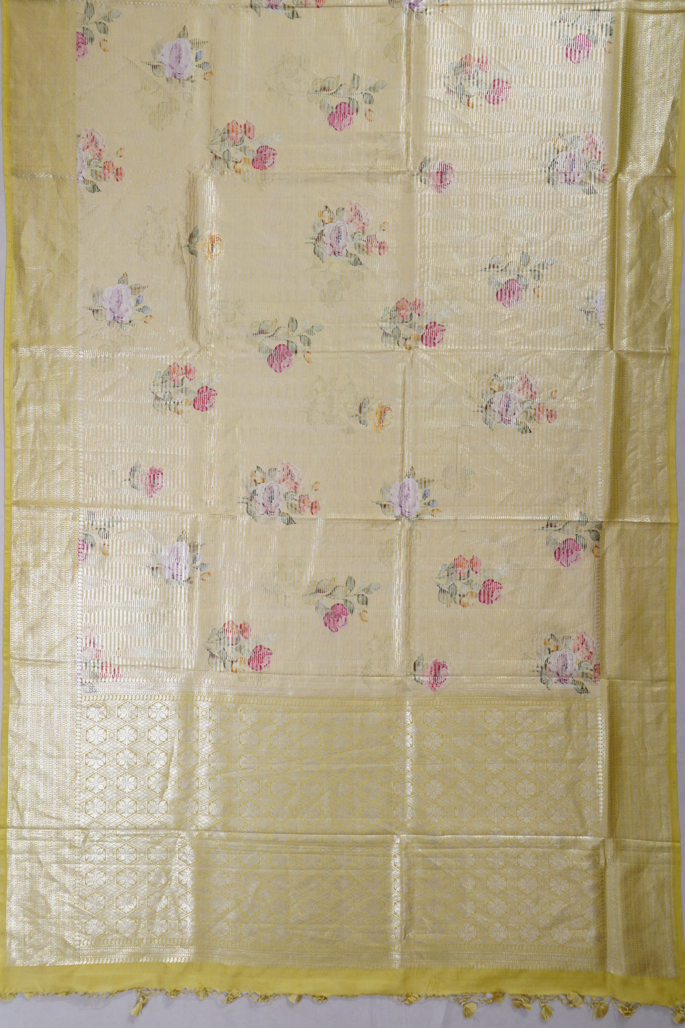 Vaanya Banaras Silk Brocade And Printed Green Saree