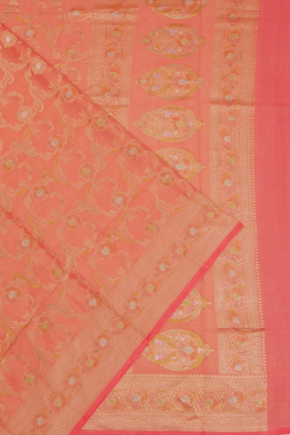 Vaanya Banaras Silk Brocade Peach Saree