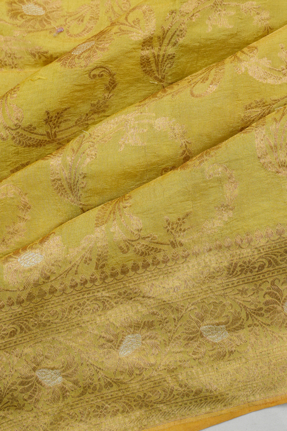 Vaanya Banaras Silk Brocade Yellow Saree
