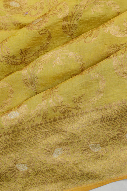 Vaanya Banaras Silk Brocade Yellow Saree