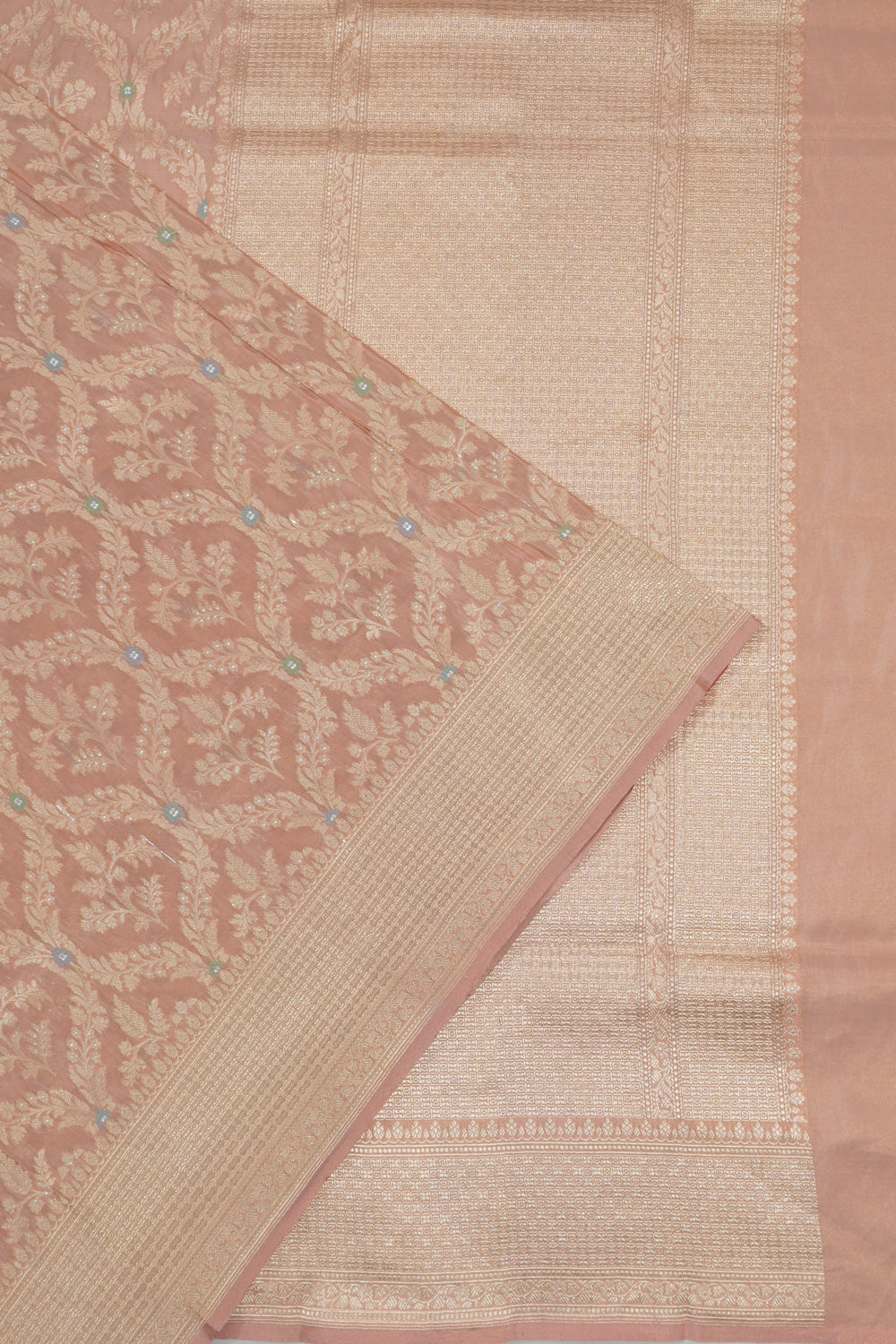 Vaanya Banaras Silk Brocade Peach Saree